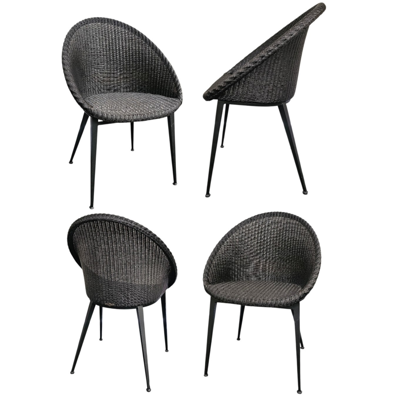 VINCENT SHEPPARD 4 SIEGES EN LOOM PIETEMENT METAL NOIR 60/87/50 CM