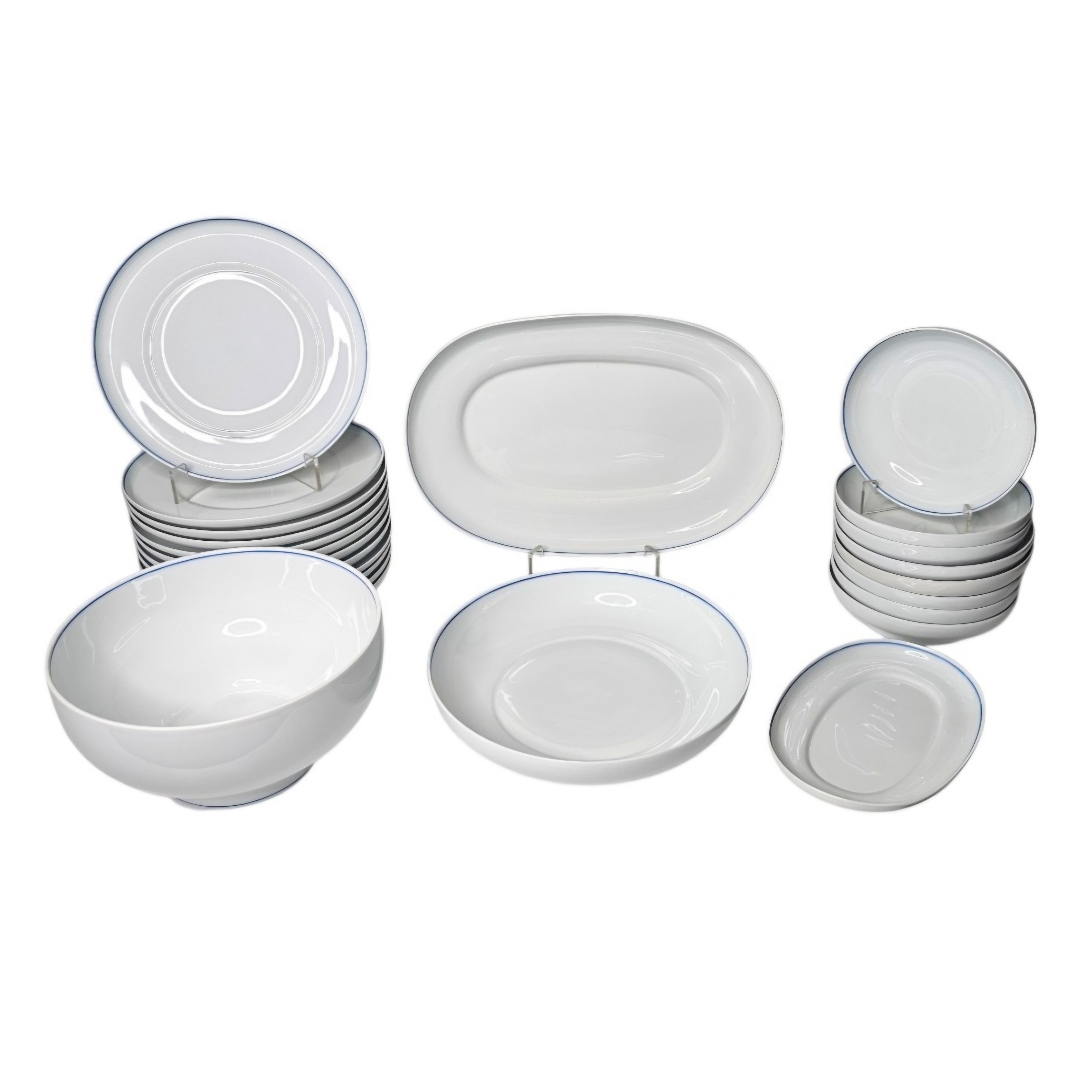 MARC HELD POUR COQUET PORCELAINIER SERVICE DE TABLE A LISERE BLEU