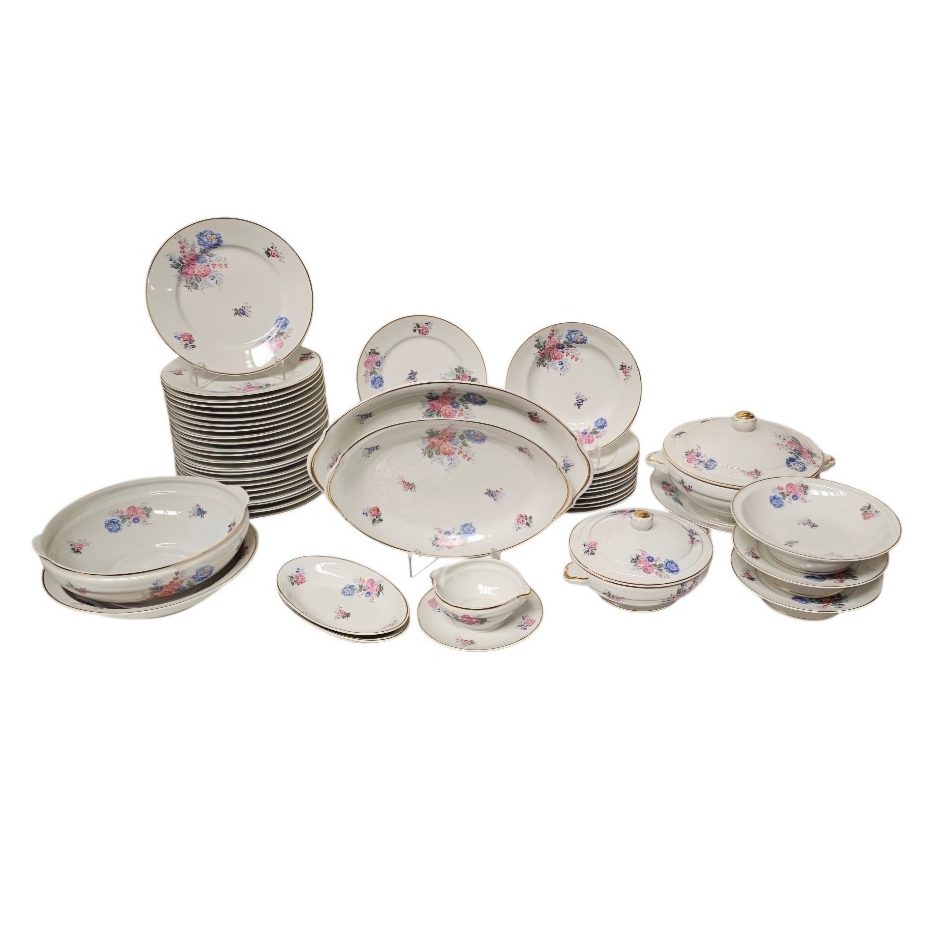 LIMOGES SERVICE DE TABLE LISERE OR ET DECOR FLORAL