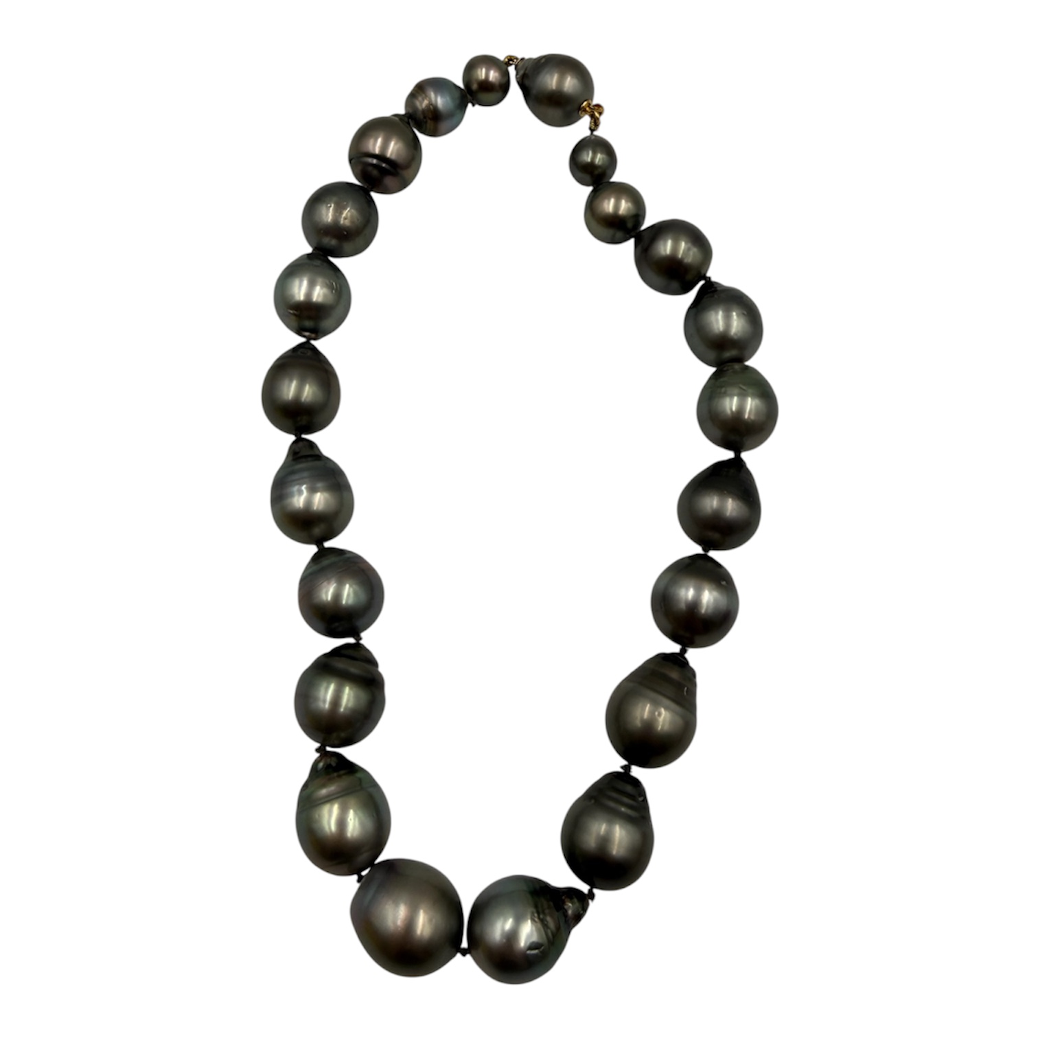 COLLIER PERLES BAROQUES TAHITI FERMOIR OR INSERE DANS UNE PERLE PB 115GR