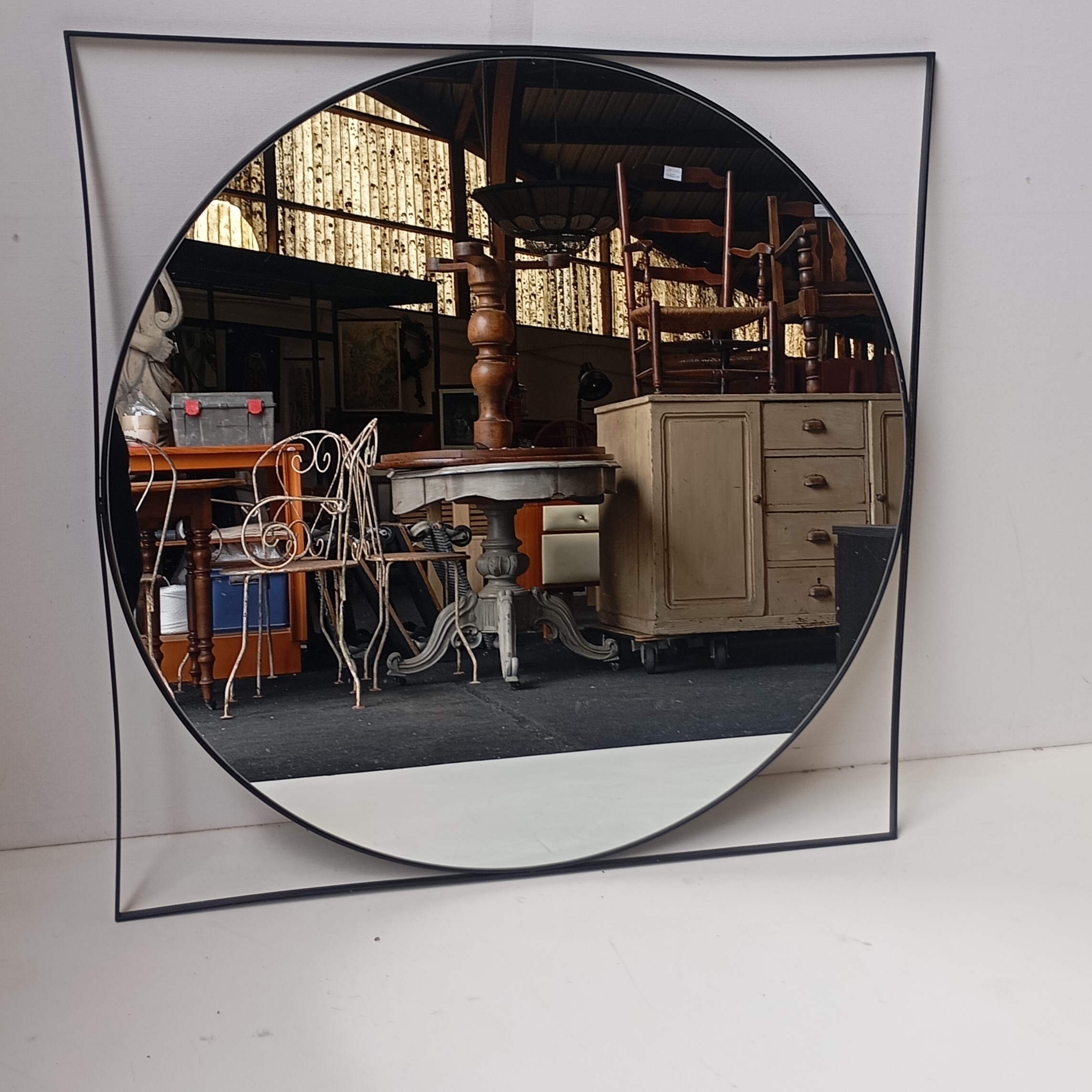 MIROIR ROND ENTOURAGE METAL NOIR 100 x 100 CM