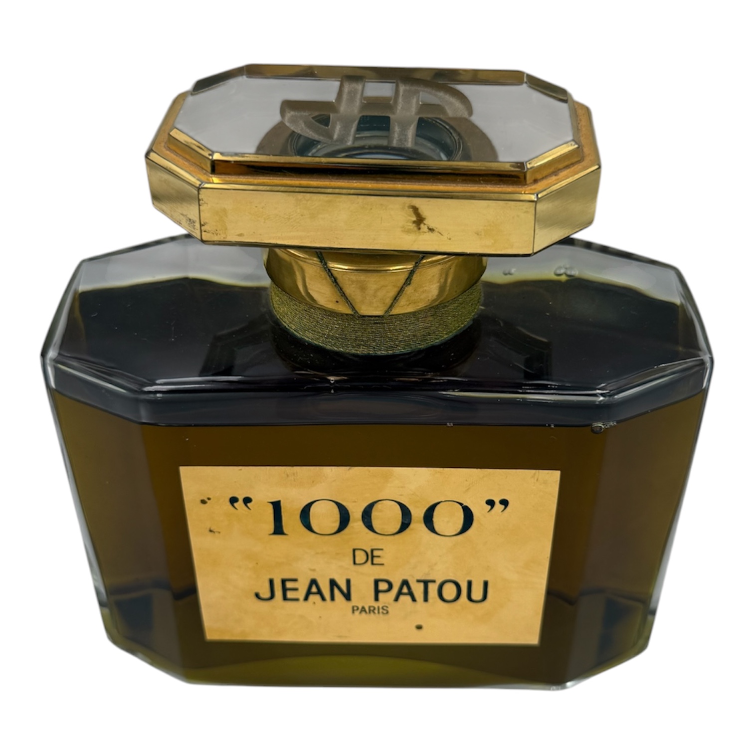 JEAN PATOU 1000 FLACON GEANT FACTICE EN VERRE ET COL SCELLE AVEC FIL 117x117 CM