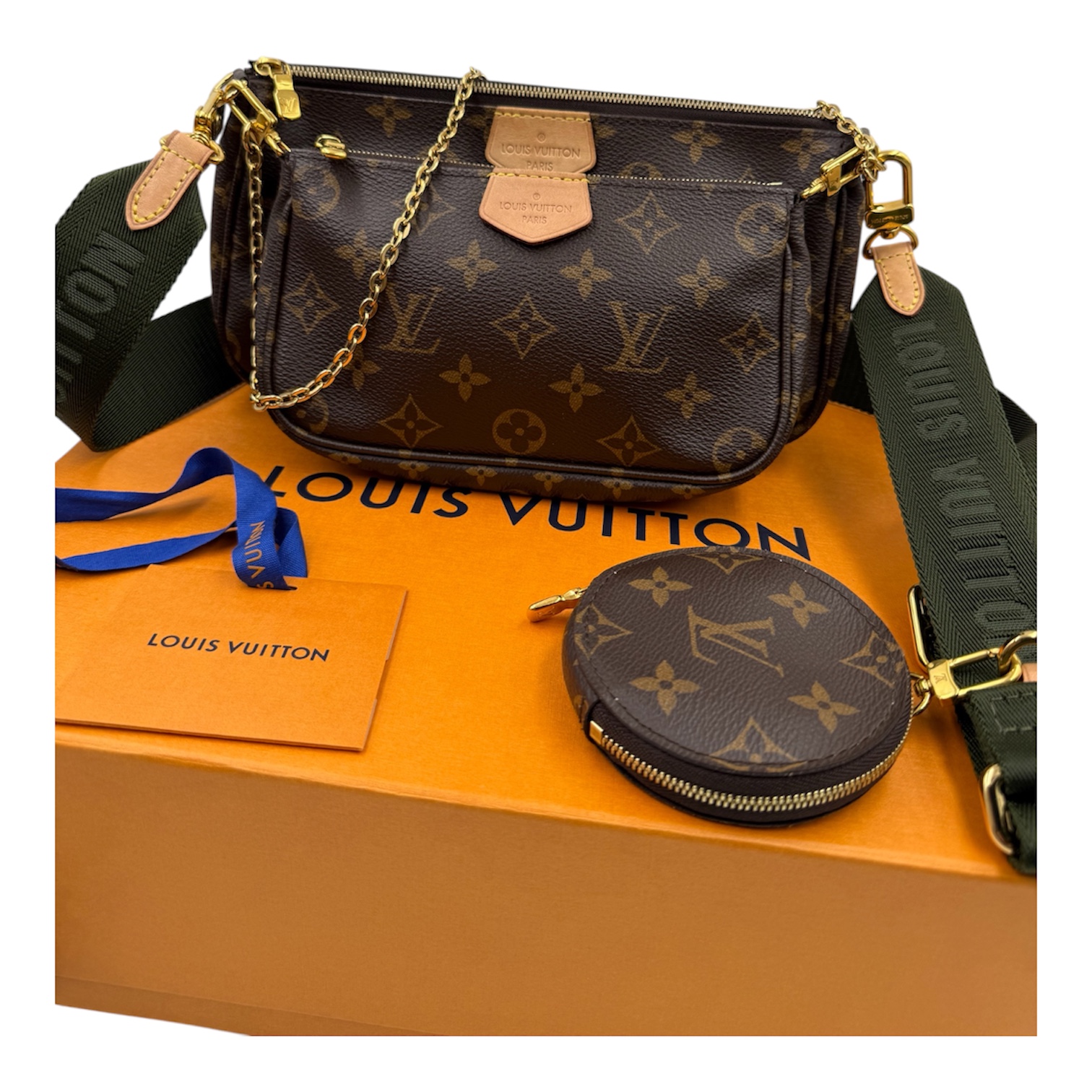 LOUIS VUITTON MULTI POCHETTES ACCESSOIRES MONOGRAM KAKI (TA3290) + BOITE
