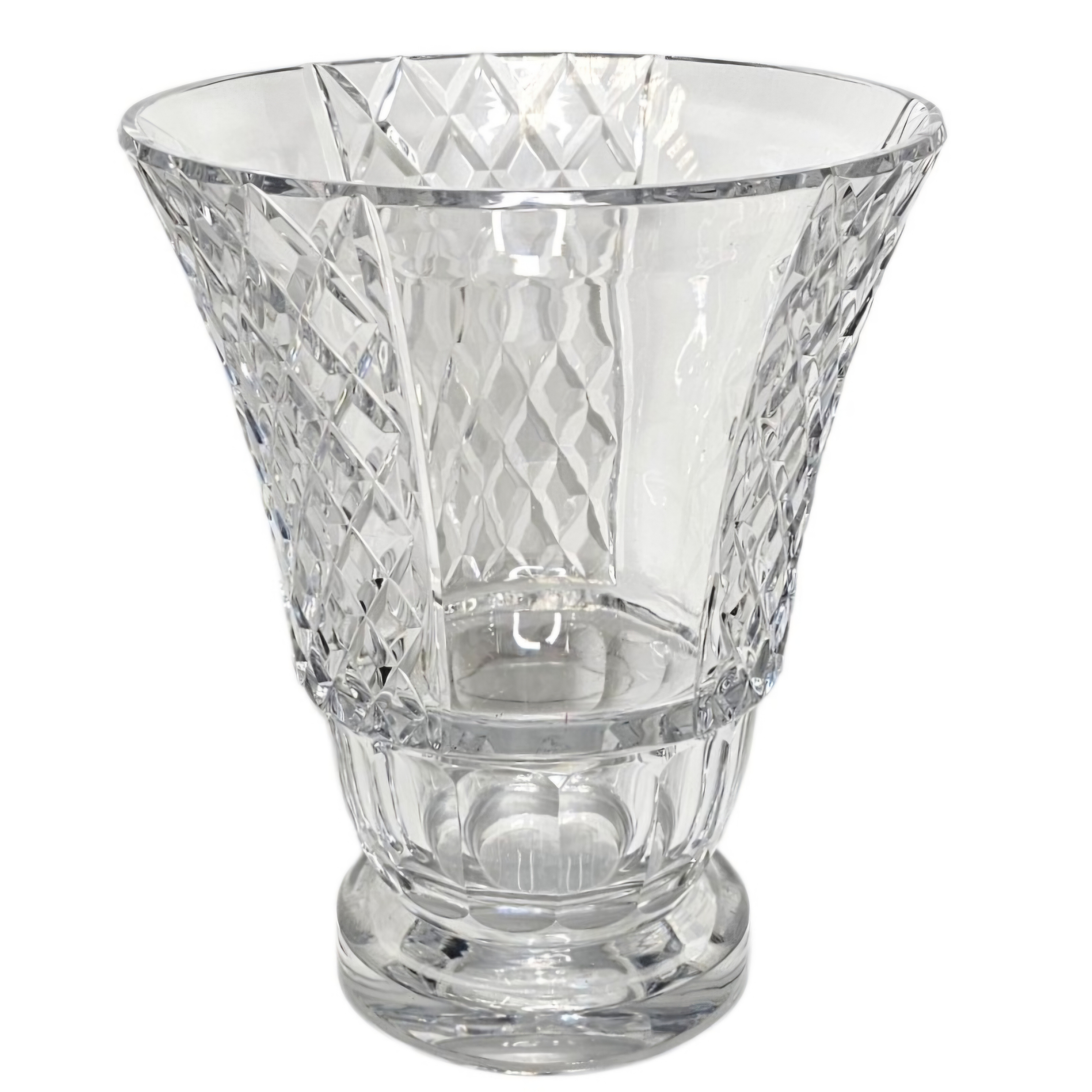 BACCARAT GRAND VASE EN CRISTAL A MOTIF QUADRILLE