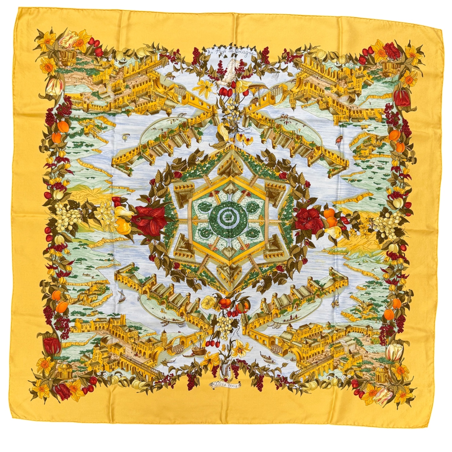 HERMES CARRE AU PAYS DE COCAGNE DE ZOE PAUWELS 1ERE ED. 2000 CONTOUR JAUNE