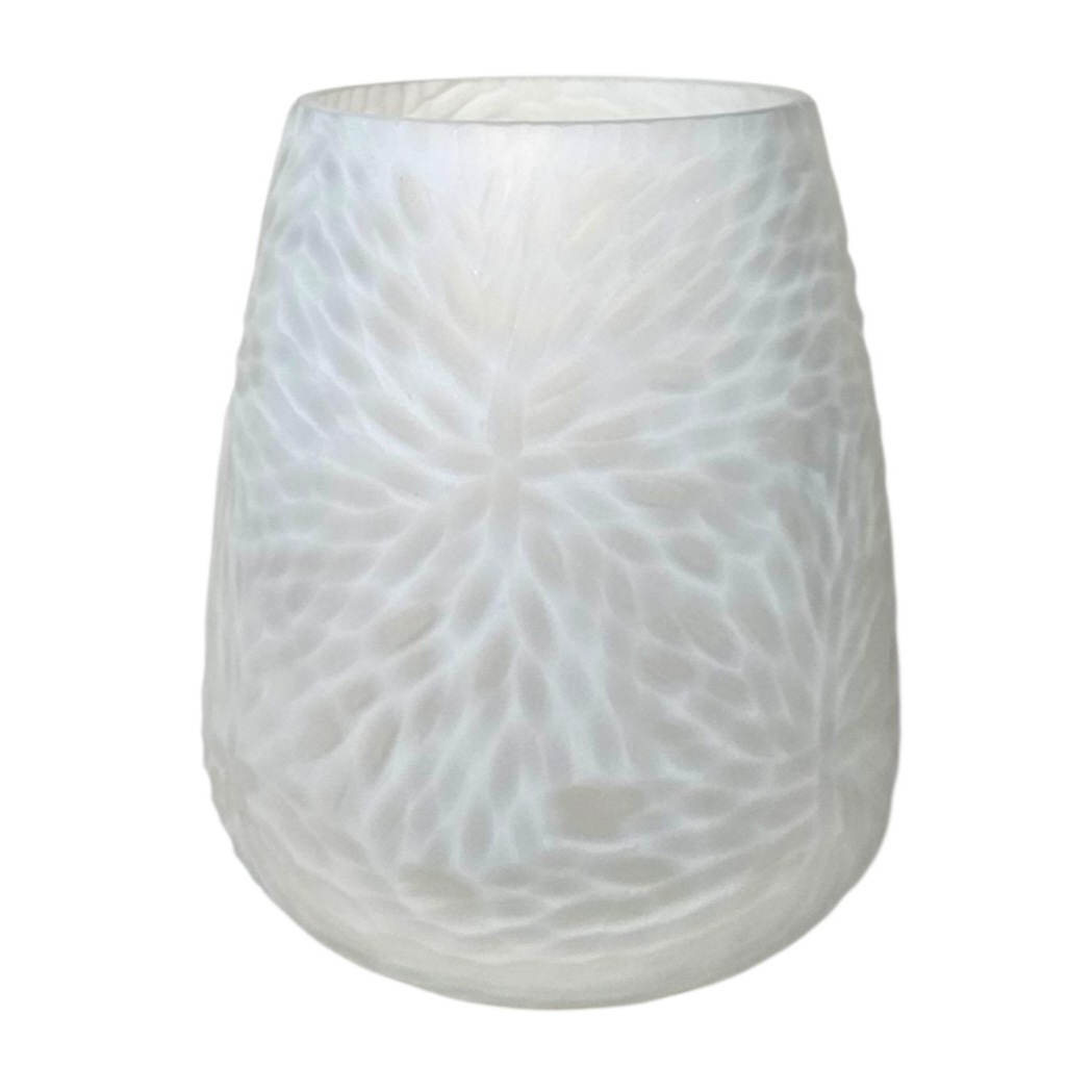 IMPORTANT VASE EN VERRE OPALESCENT TEXTURE DLG LALIQUE H.26CM
