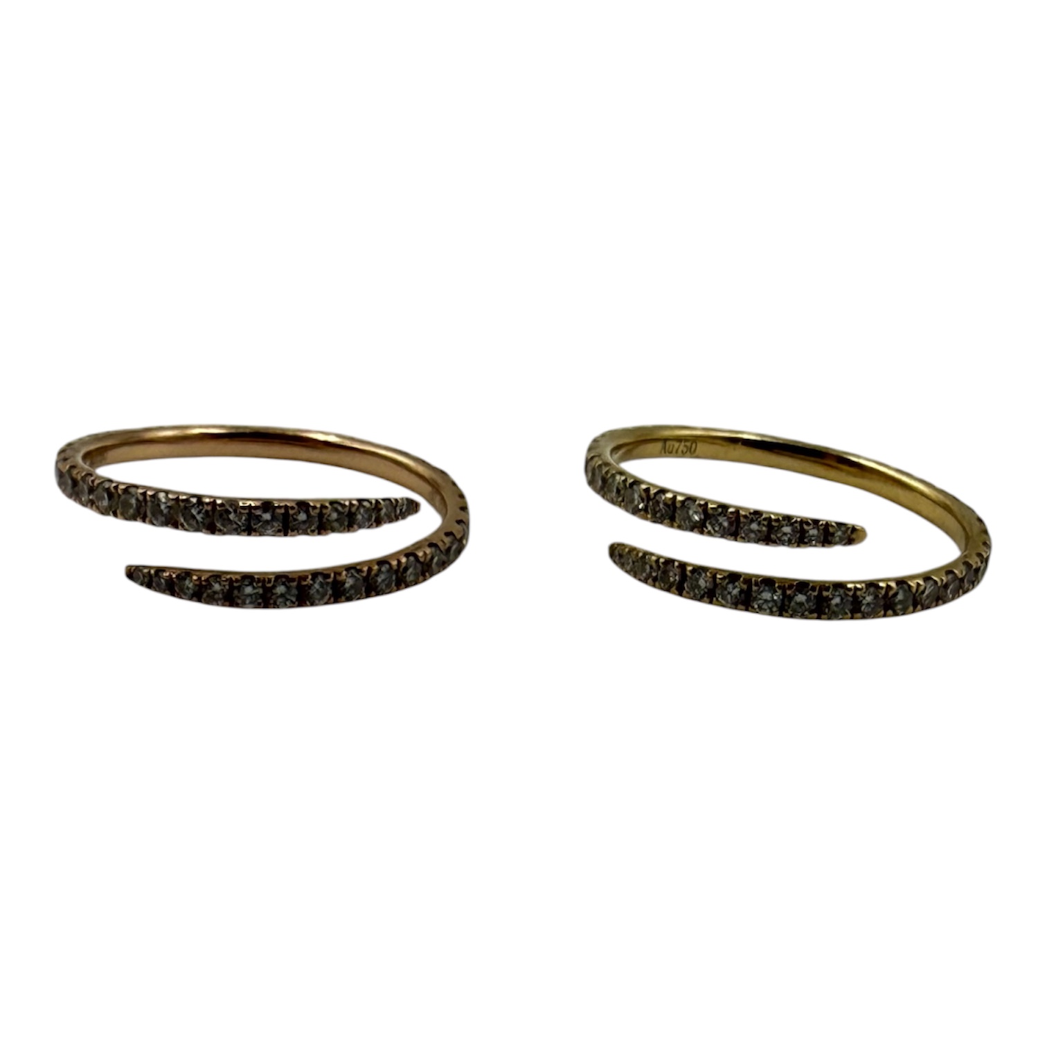 2 BAGUES PETIT DOIGT OR (AU750) 94 DIAMANTS (D. 0.341 & 0.338 CT) PB. 1.34 GR