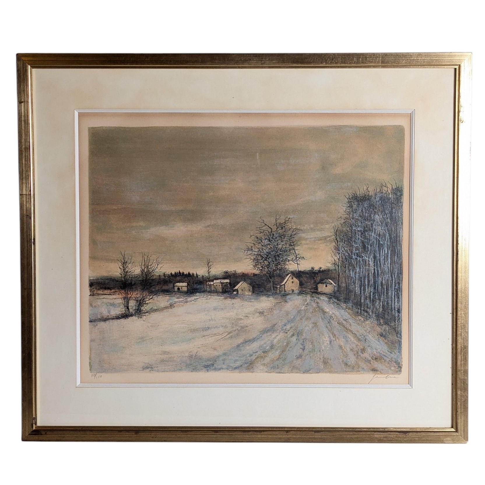 BERNARD GANTNER LITHO LE HAMEAU 72 x 62 CM