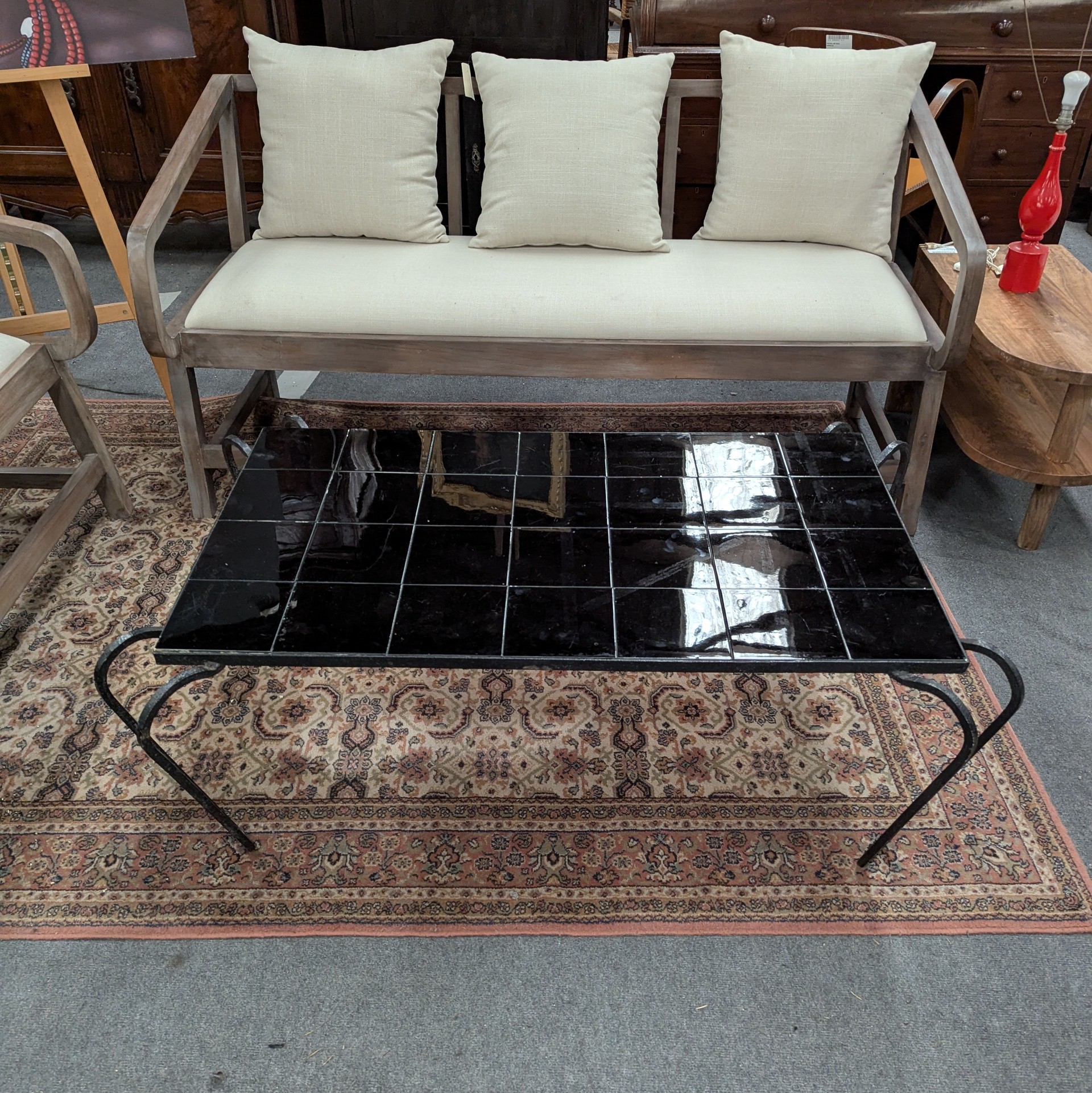 TABLE BASSE FER FORGE ANNEES 50 120 CM X 73 CM HAUTEUR 46 CM