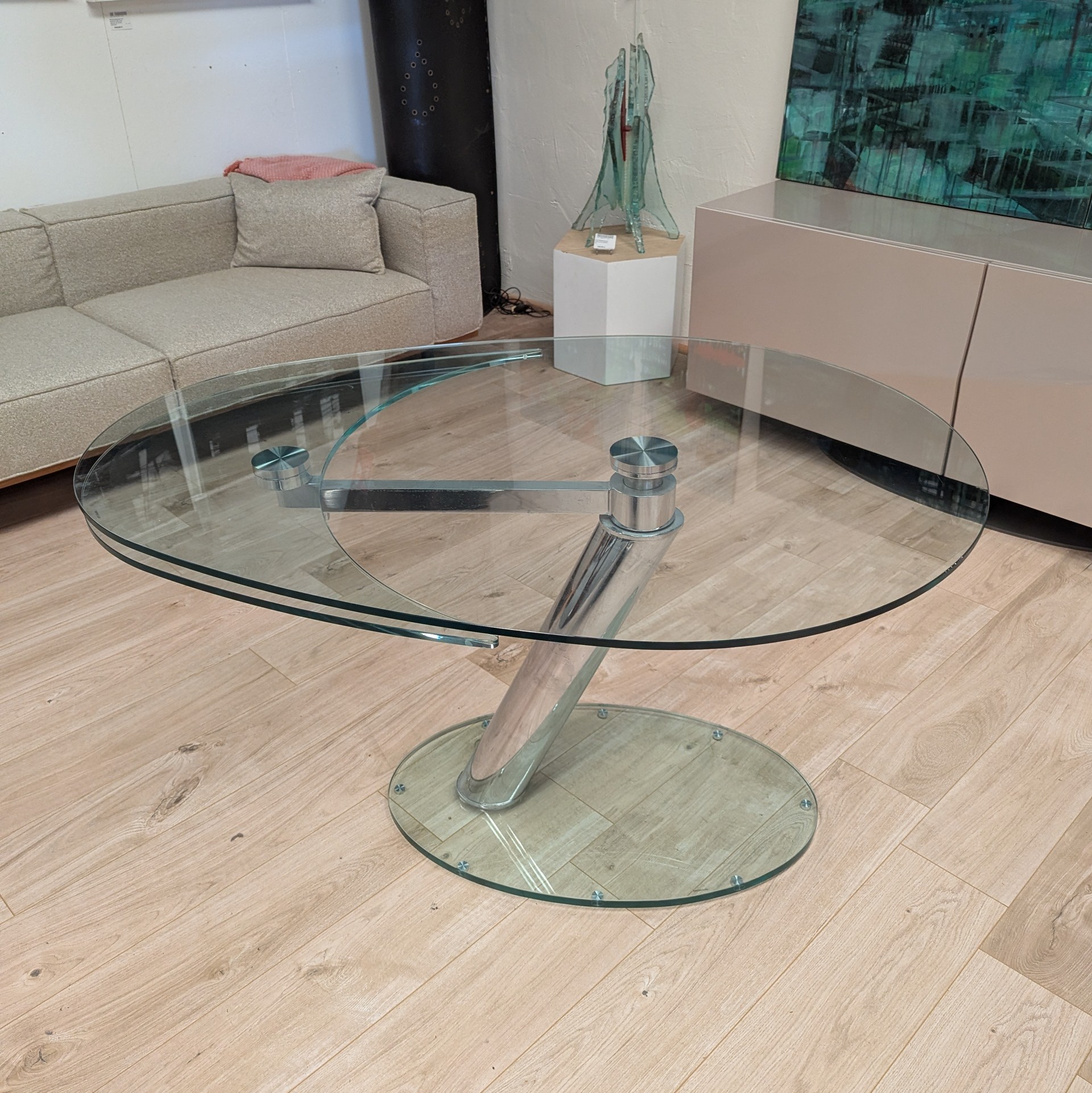 TABLE DE REPAS EXTENSIBLE EN VERRE 134/170/75/98 CM EN L ETAT