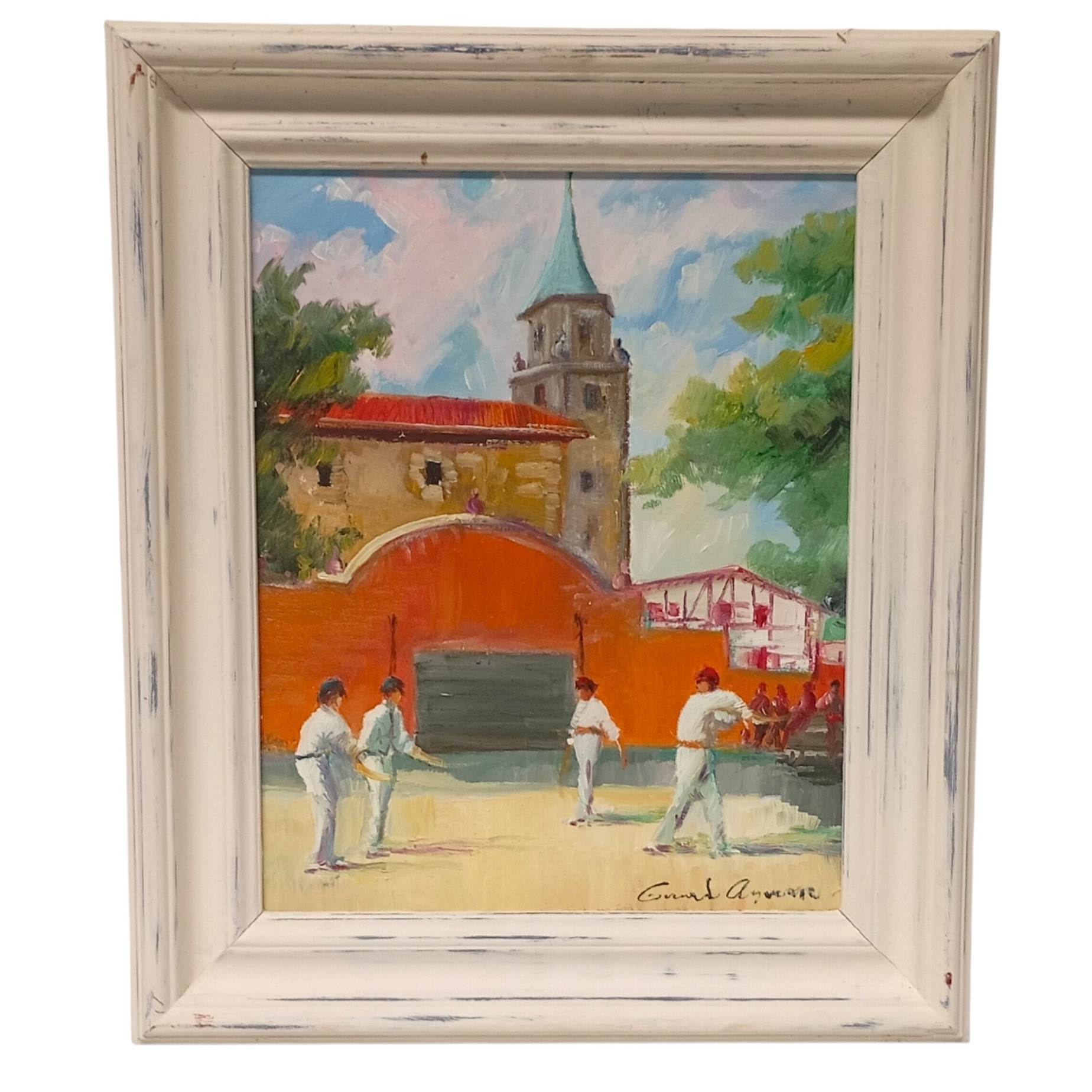 HST LES JOUEURS DE CESTA PUNTA 55 x 46 CM