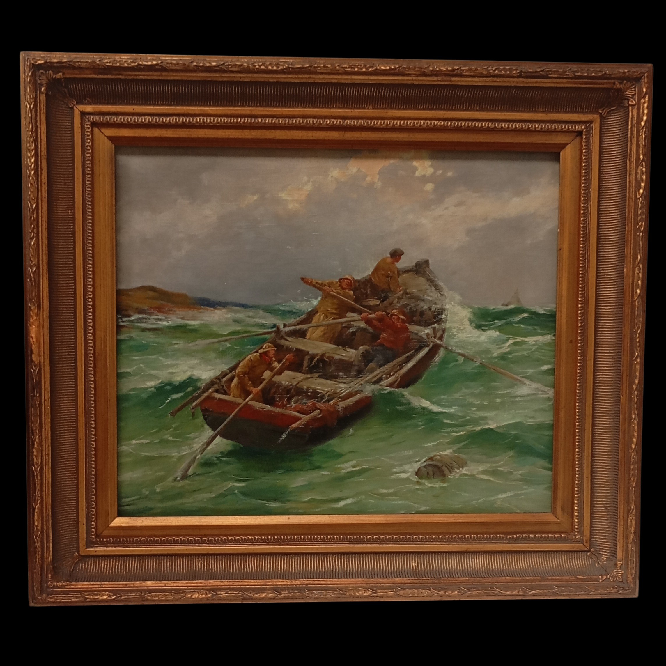 HST DE PIERRE PASQUIER LES SAUVETEURS 82 X 71 CM AVEC CADRE 