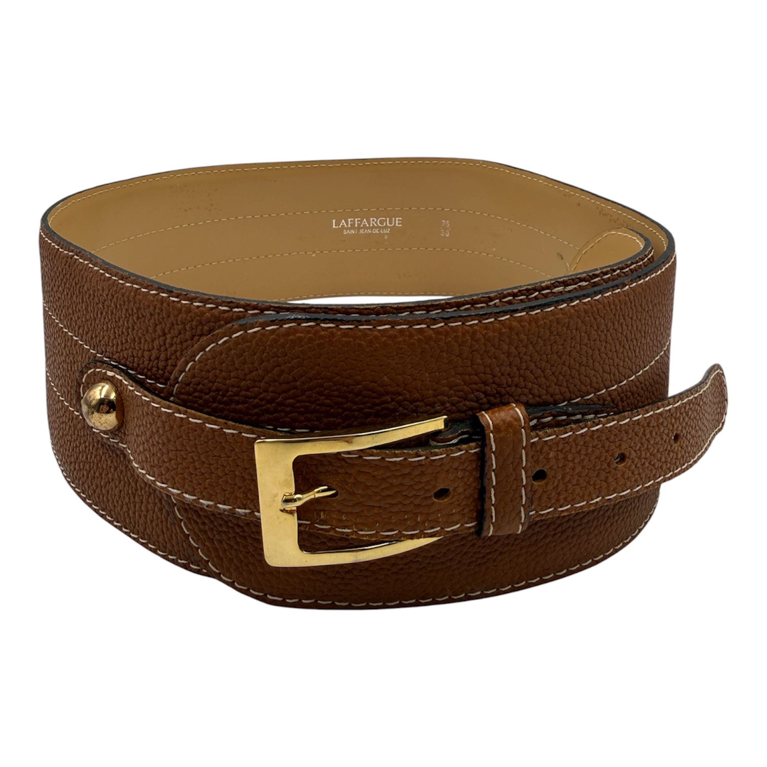 LAFFARGUE CEINTURE CORSET CUIR GOLD BIJOUTERIE DOREE VINTAGE FIN 90 DEBUT 2000
