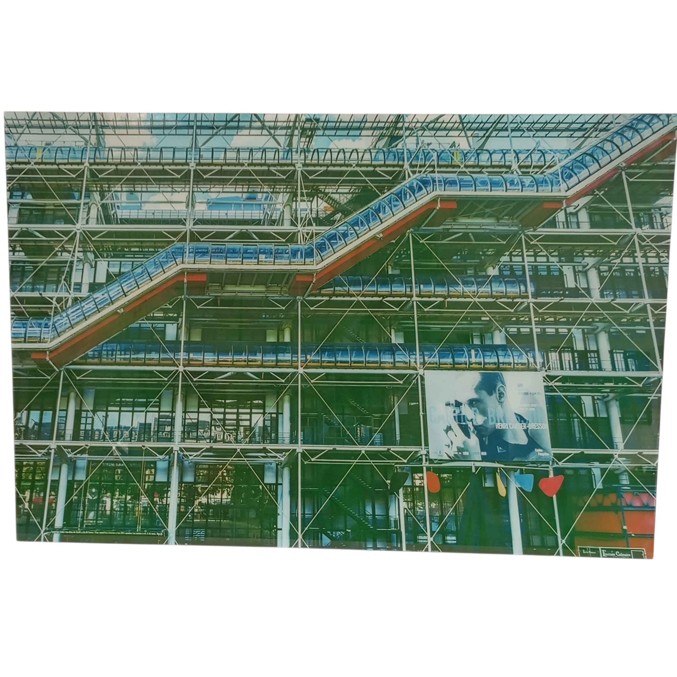 GRANDE PLAQUE DE VERRE A DECOR DU CENTRE POMPIDOU 180 X 120 CM