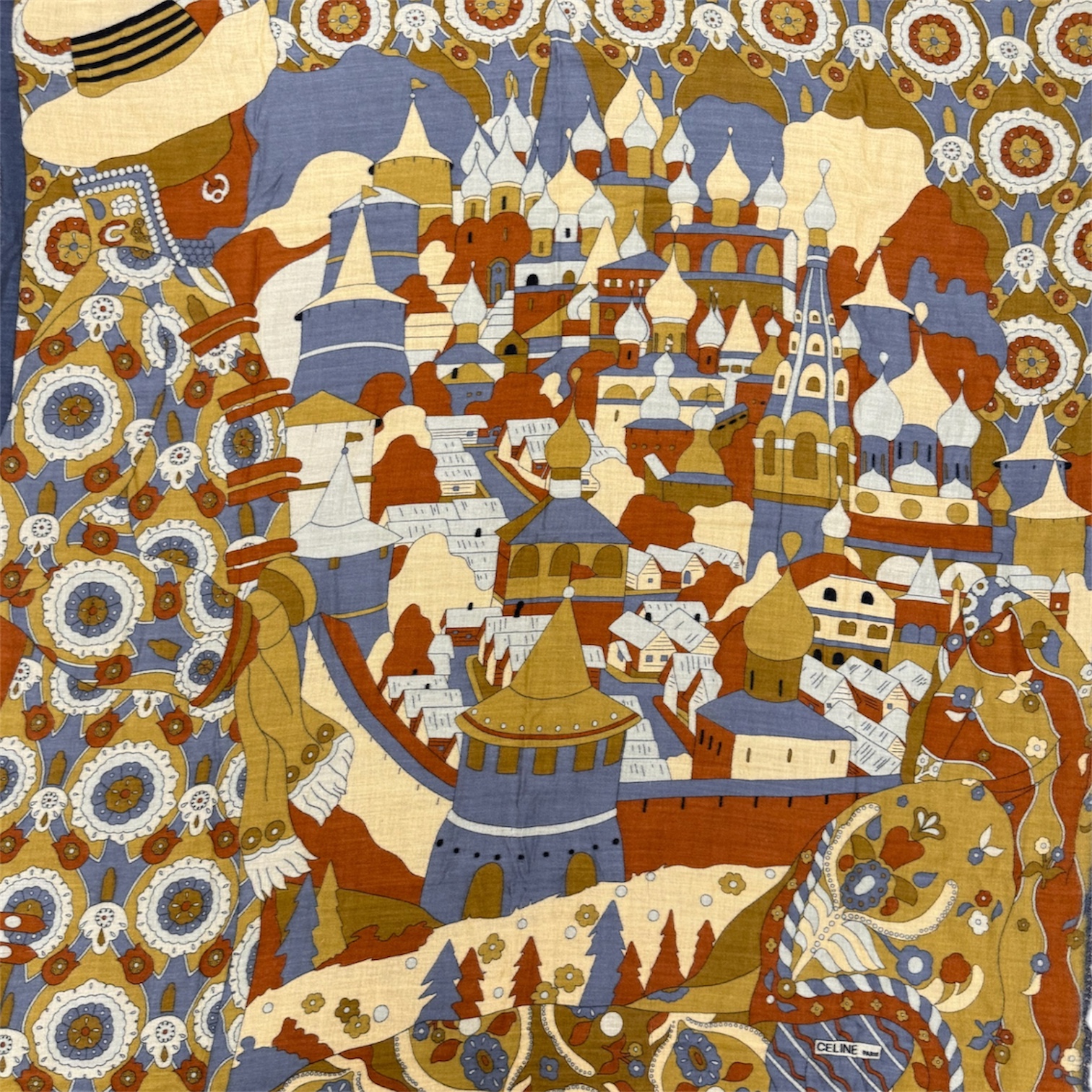 CELINE PARIS CHALE VILLE RUSSE DECOR INSPIRE ILLUSTR. D IVAN BILIBINE 126 x 130 