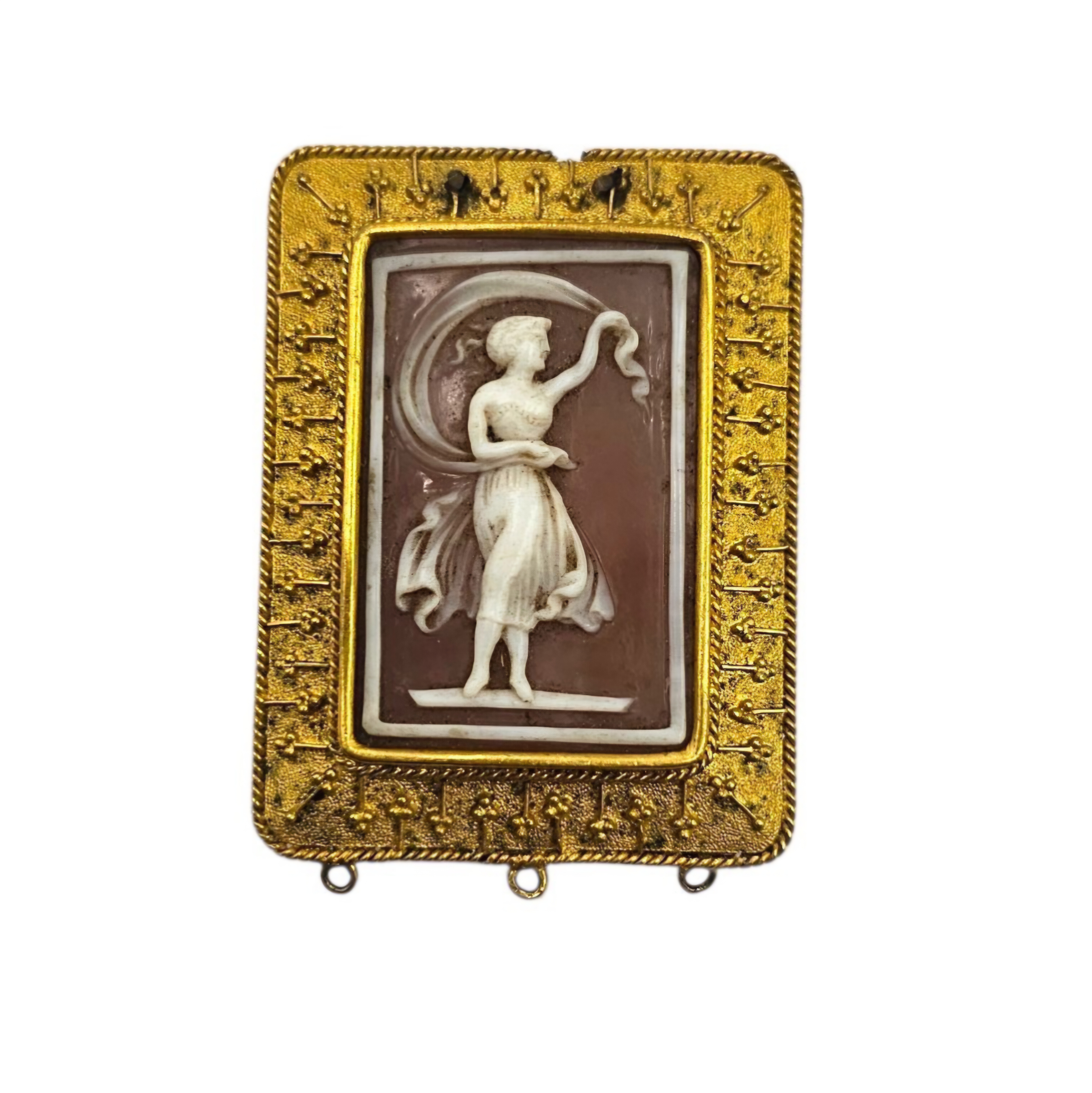ANCIEN MEDAILLON PORTE-PHOTO CAMEE COQUILLE SCULPTE - BELLE EPOQUE