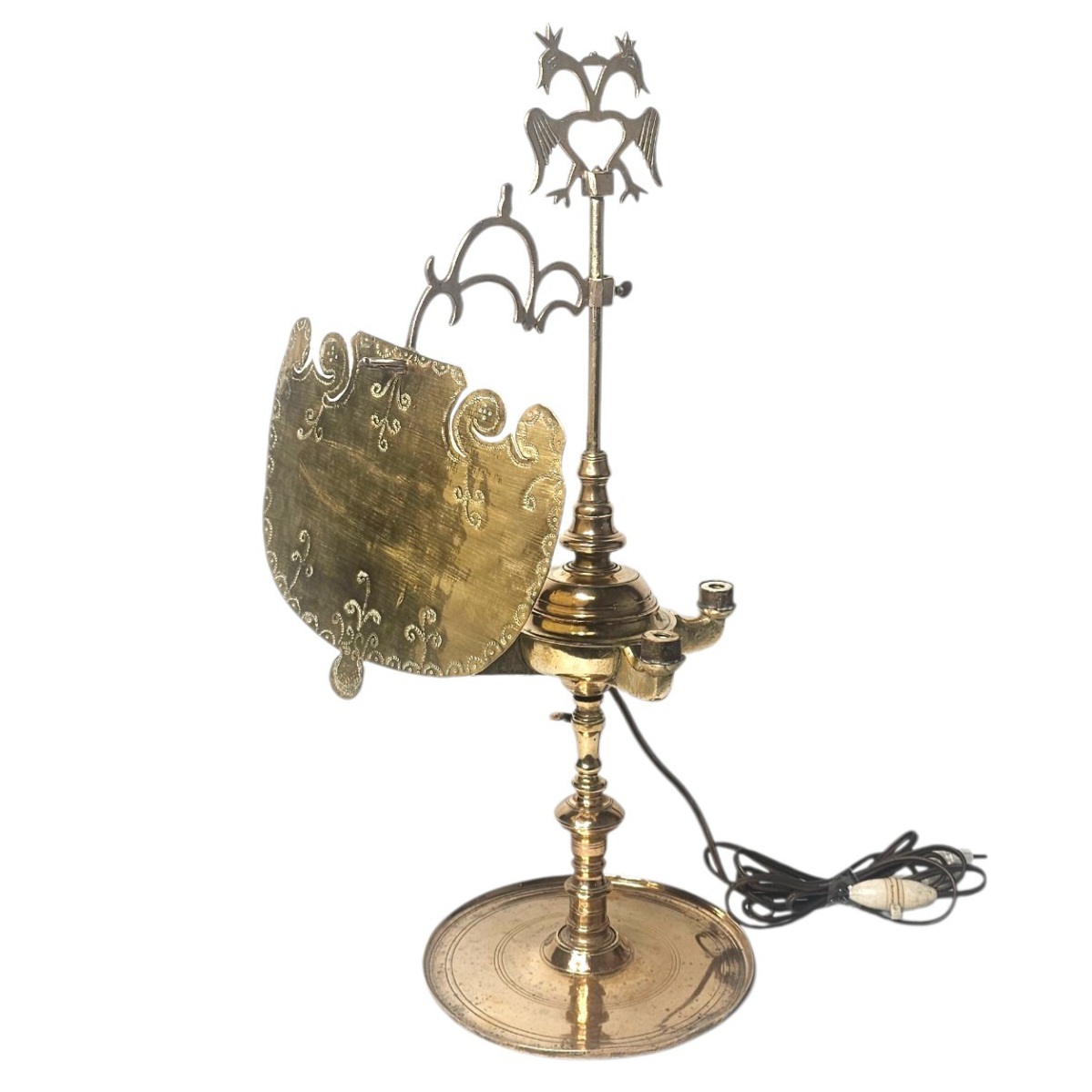LAMPE FLORENTINE EN LAITON DE TYPE JUDAIQUE XIX IE 57 CM 