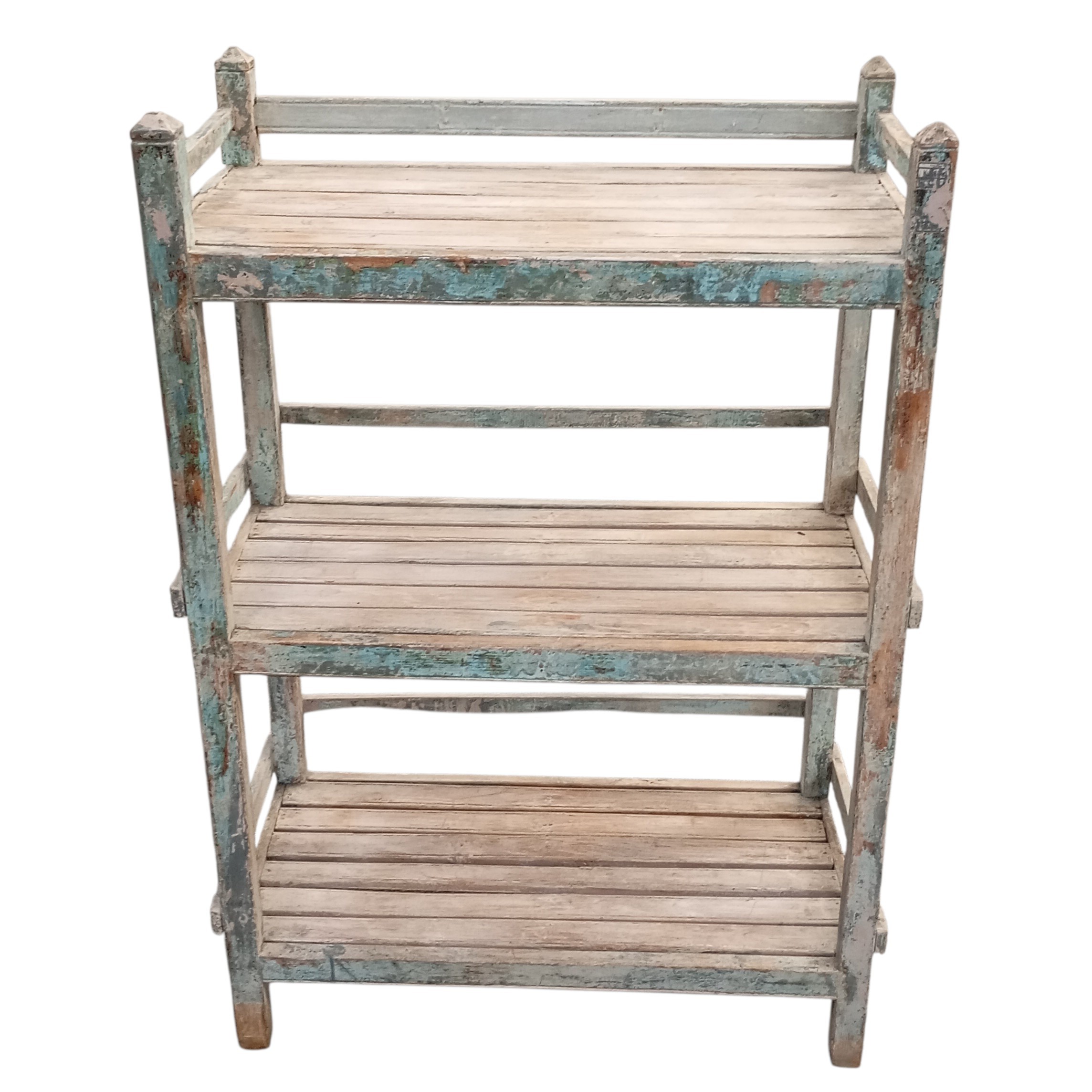 ETAGERE 3 NIVEAUX A PATINE BLEUE 114 x 77 x 39 CM