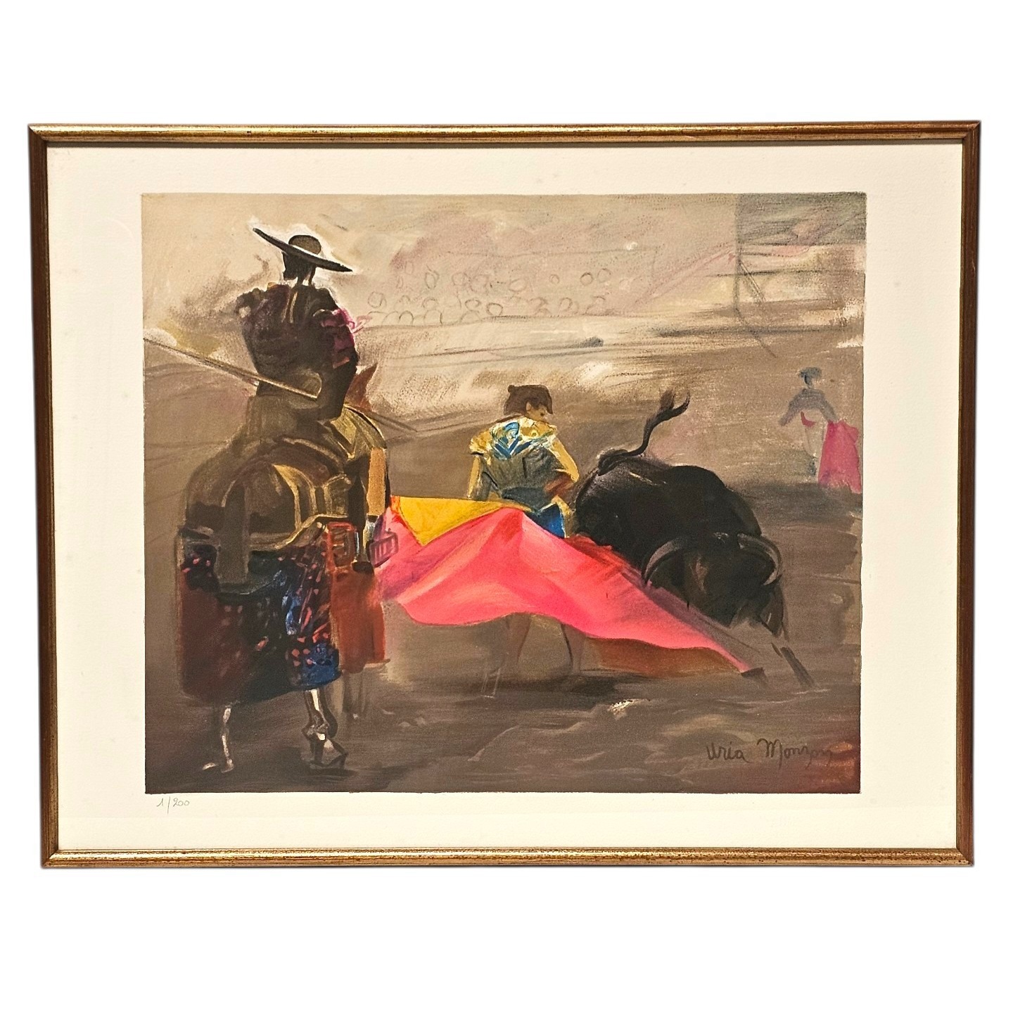 URIA MOZON LITHOGRAPHIE LA TAUROMACHIE 74 x 58 CM