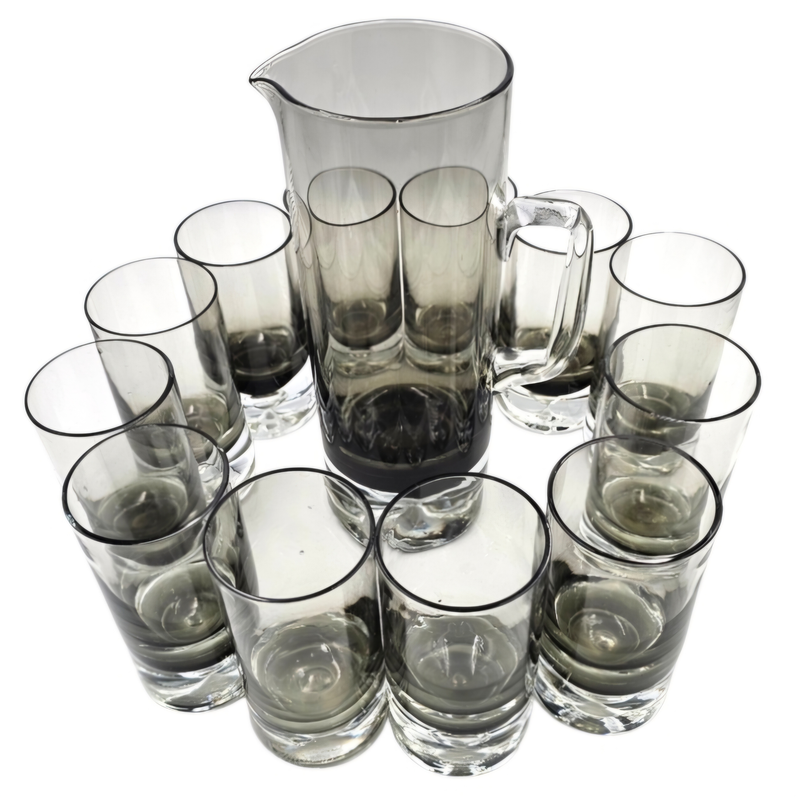 PIERRE SCHNEIDER SERVICE A ORANGEADE 12 PERSONNES EN VERRE FUME
