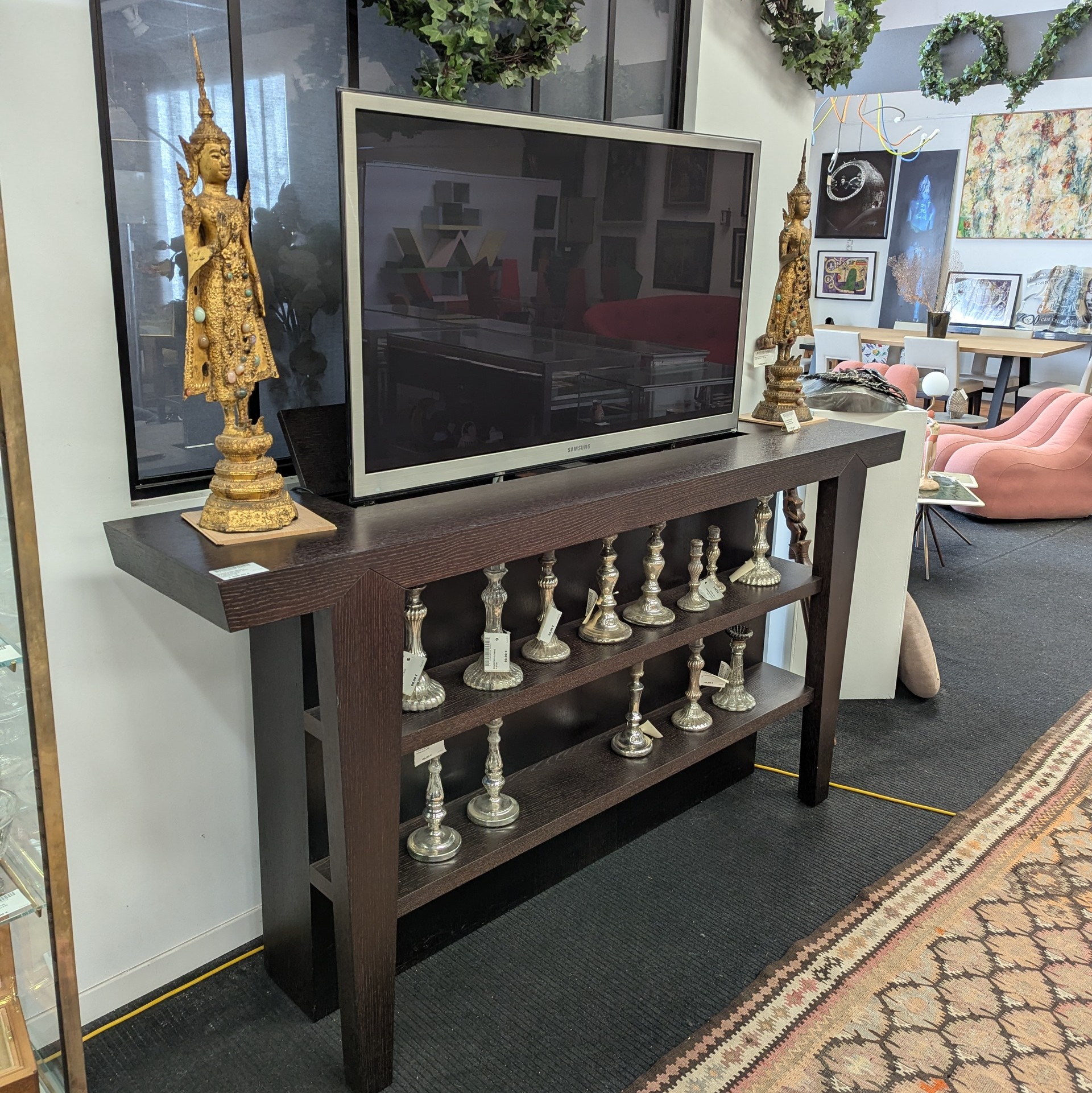 PHILIPPE HUREL MEUBLE TV PHENIX EN CHENE AVEC TV ENCASTRABLE 168x42x165 CM
