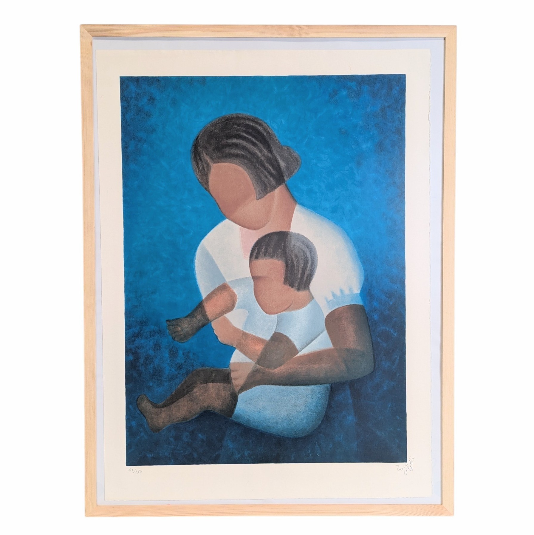 LITHOGRAPHIE TOFFOLI 47/67 CM FEMME A L ENFANT