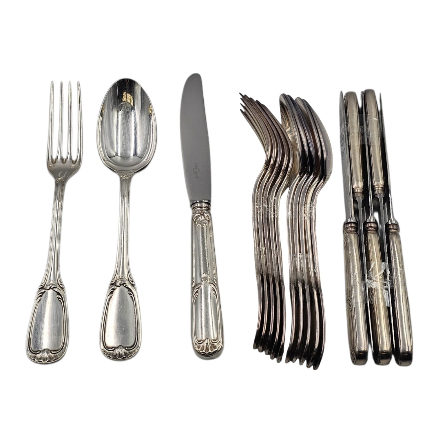 RAVINET D ENFERT 6 COUVERTS DE TABLE (18 PIECES) EN METAL ARGENTE