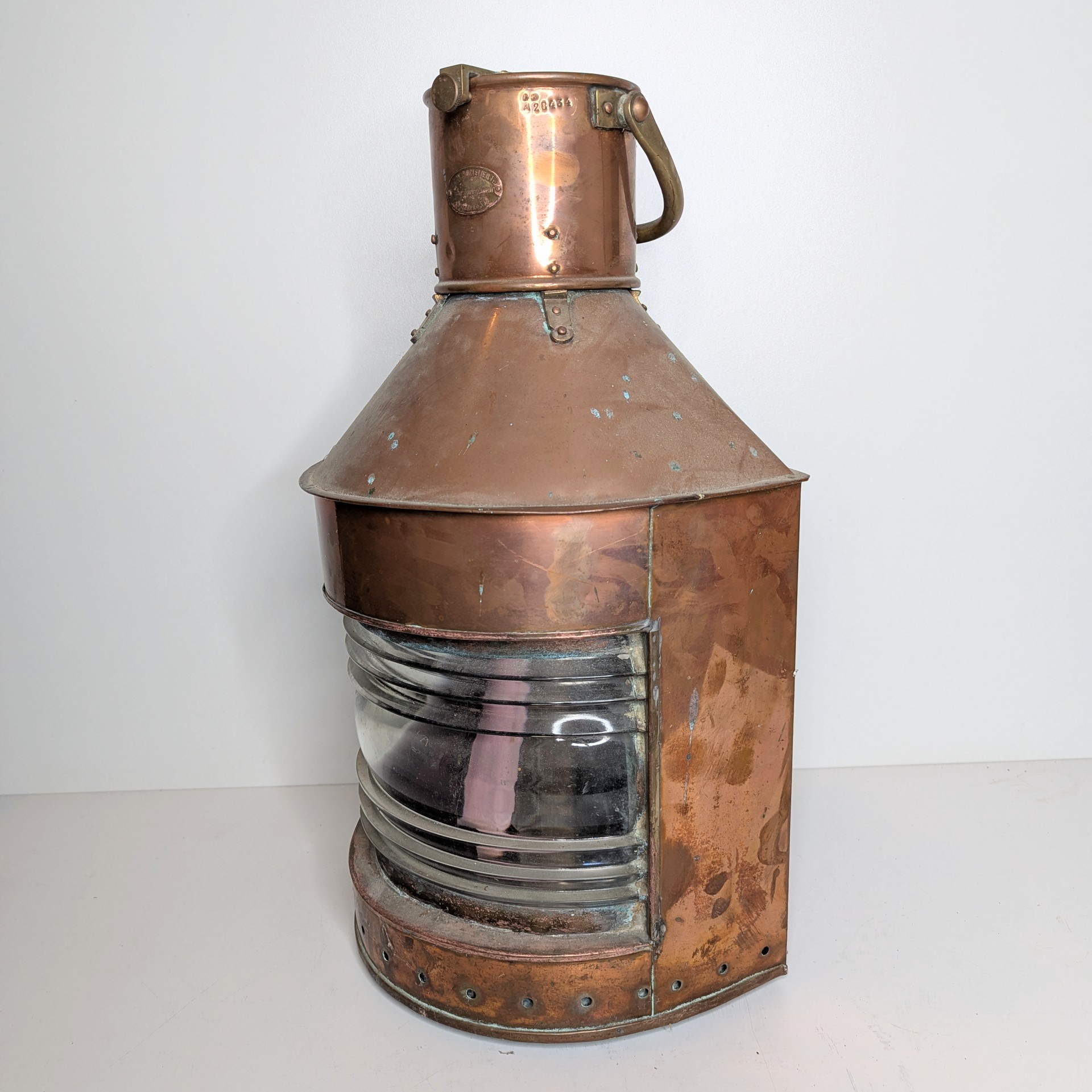 IMPORTANTE LANTERNE DE MARINE EN CUIVRE H 50 CM