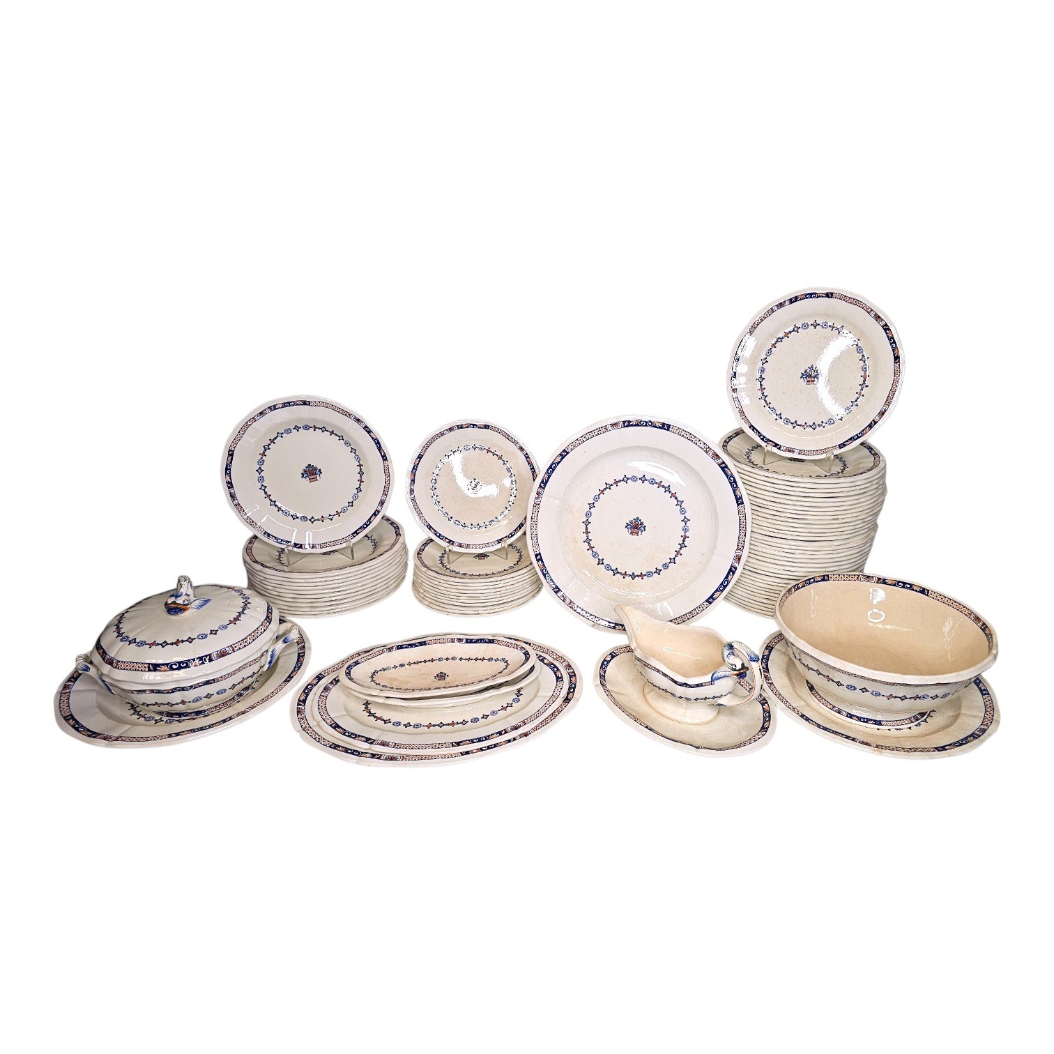 VIEUX ROUEN SERVICE DE TABLE 72 PIECES 35 PLATES 12 CREUSES 12 DESSERT 13 PLATS