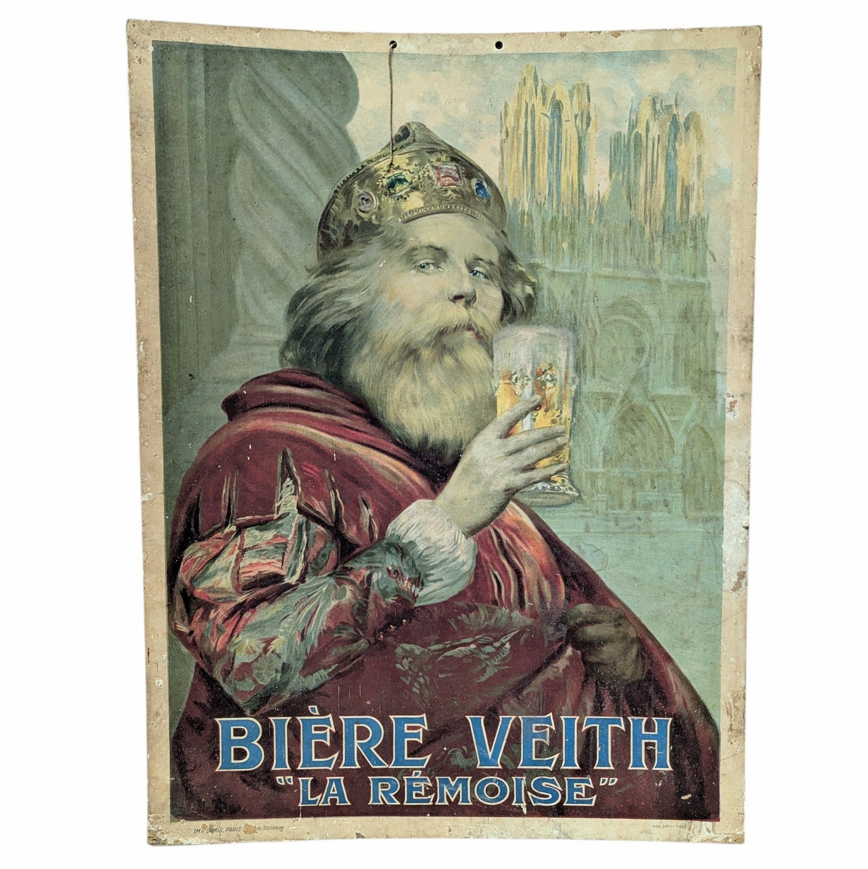 BIERE VEIHT LA REMOISE ANCIENNE AFFICHE 80 x 60 CM