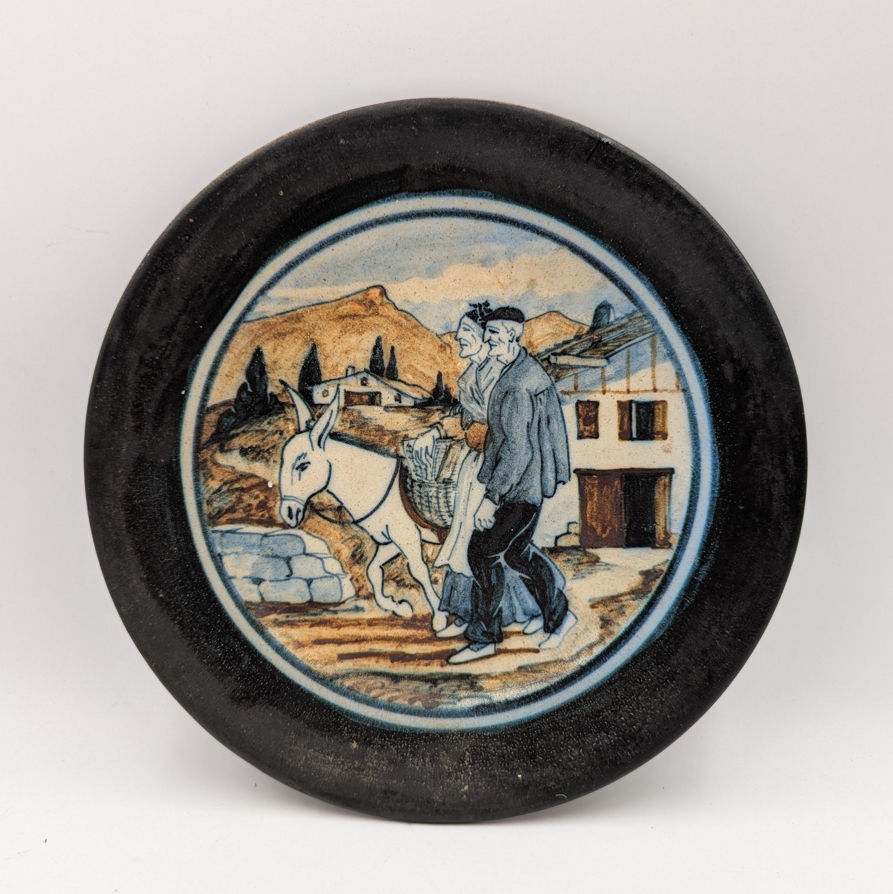CIBOURE ETIENNE VILOTTE ASSIETTE A DECOR DE COUPLE ET D ANE DIAM 19 CM