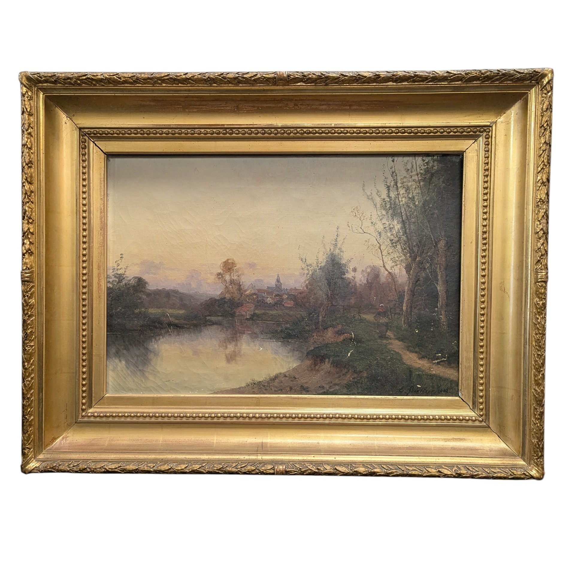 HST PAYSANNE EN BORD DE RIVIERE 56 x 38 CM HC 