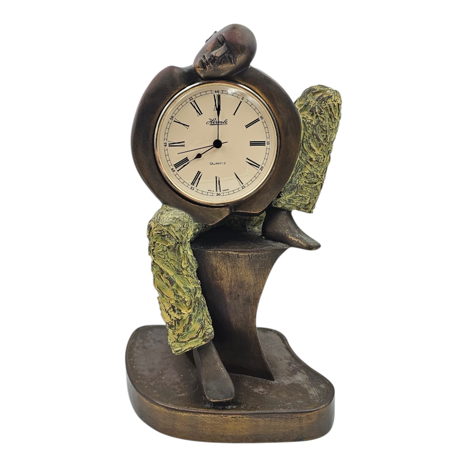 L. UMEREZ PENDULE DE TABLE EN RESINE FACON BRONZE H. 35 CM