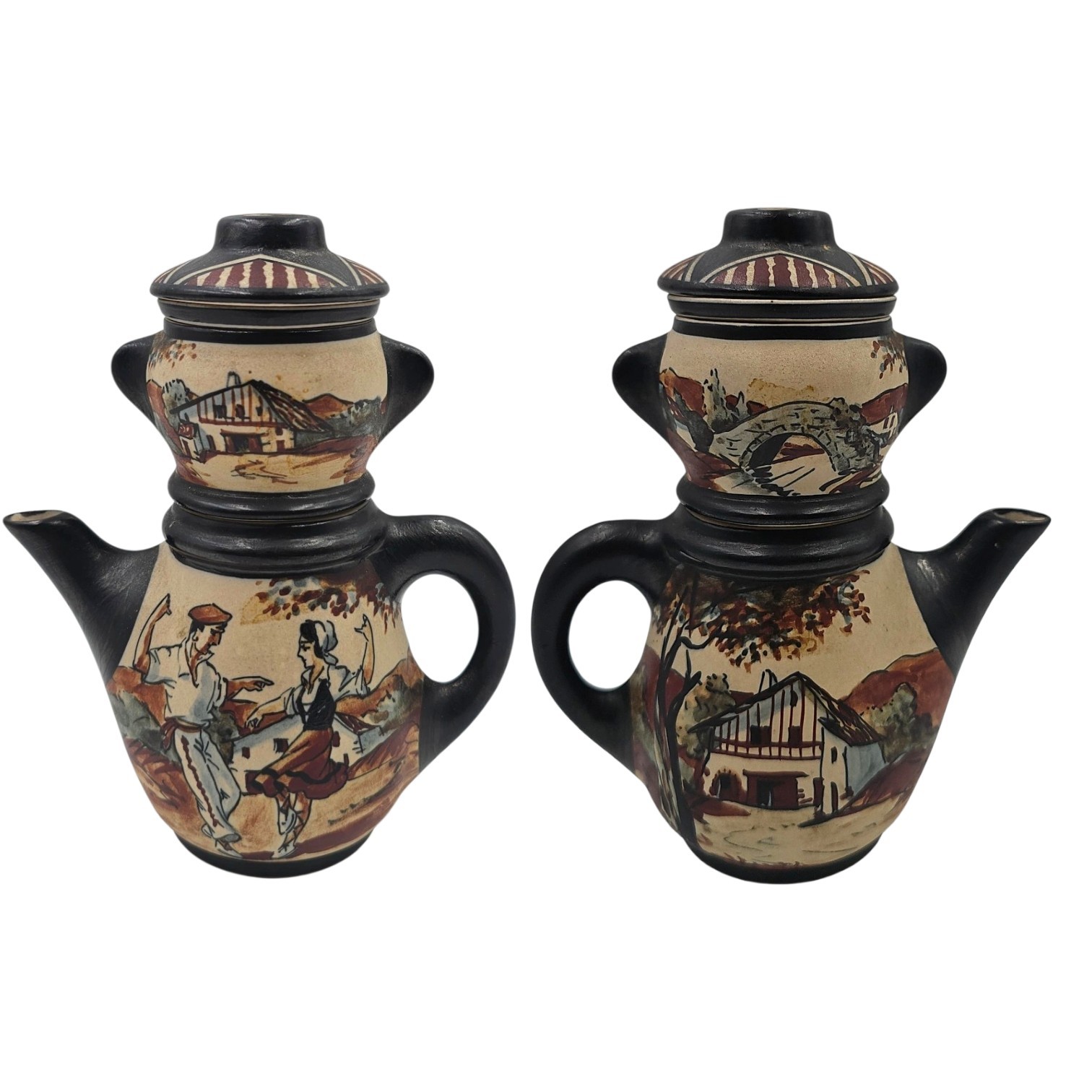 CIBOURE FISCHER TISANIERE DECOR DANSEURS BASQUES