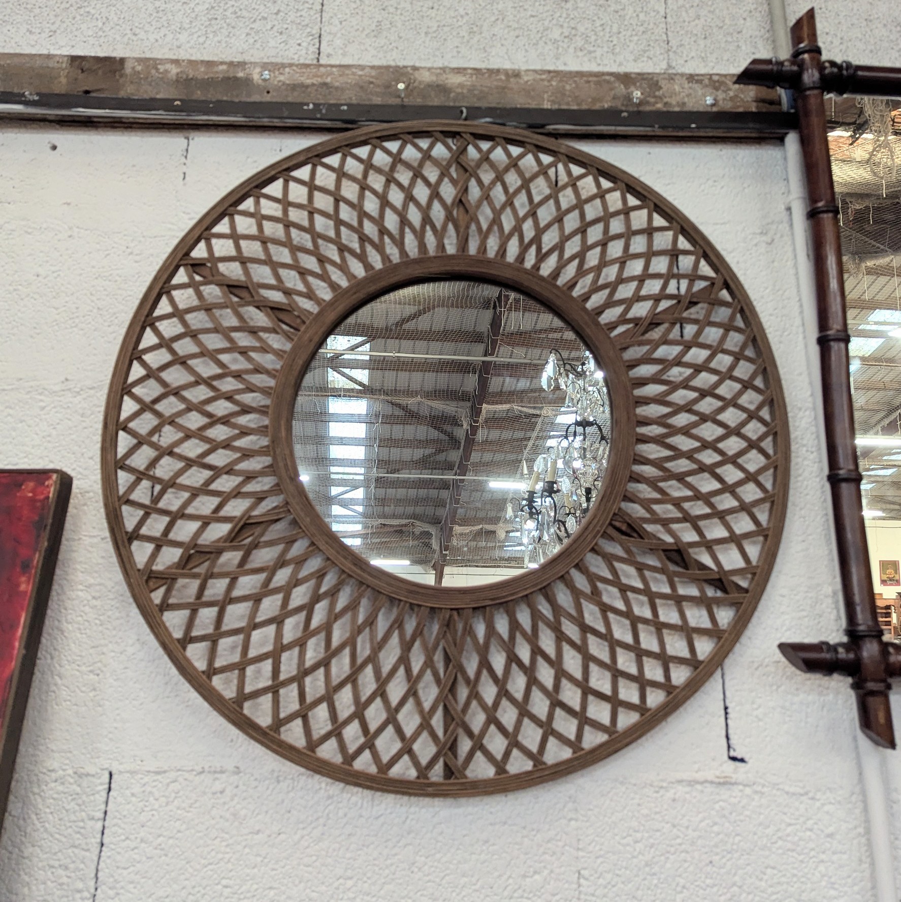 MIROIR ROND EN VANNERIE DIAM 80 CM
