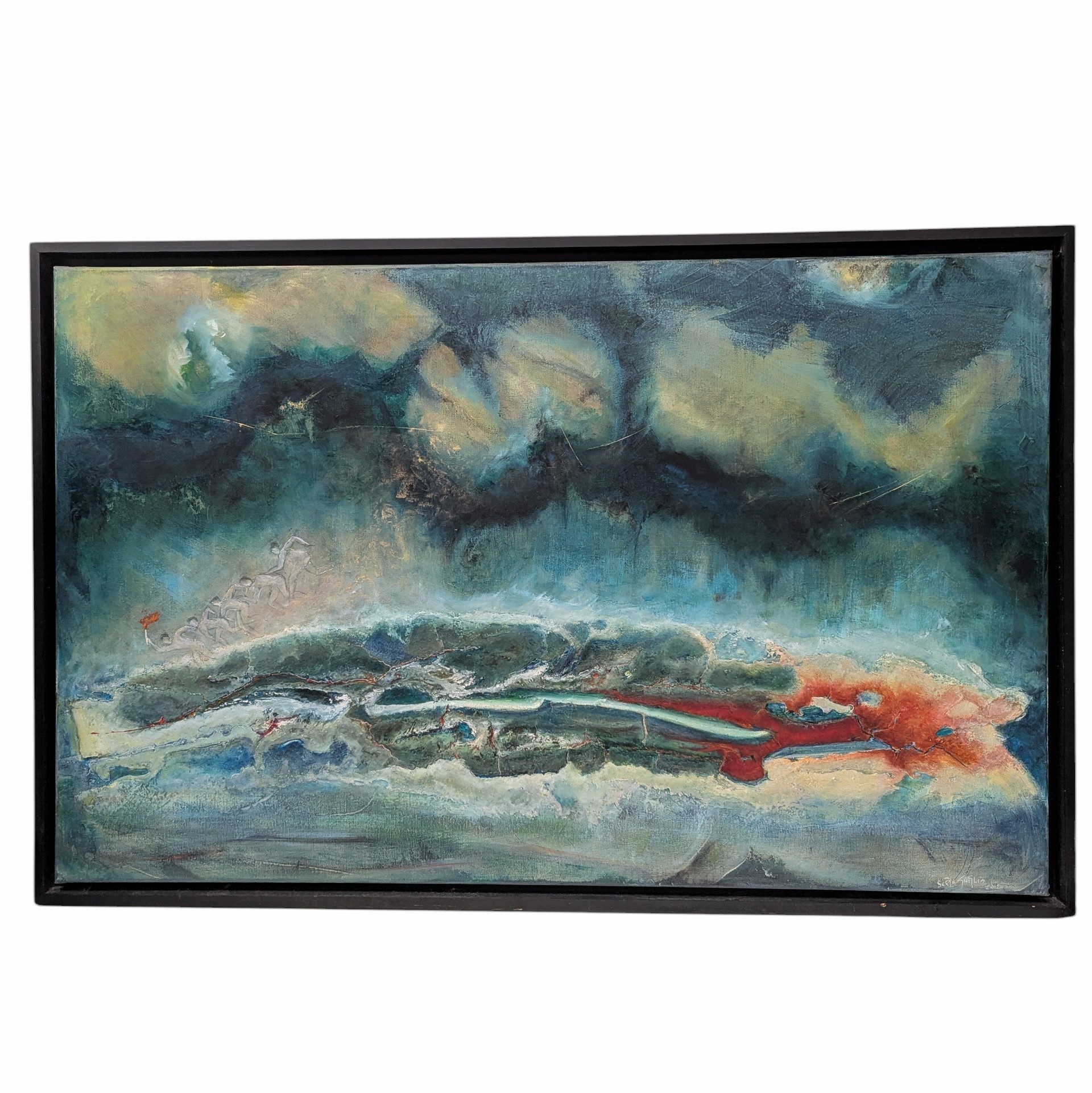 SERGE GHIGLIA HST L HOMME ET LA MER 116 x 73 CM HC