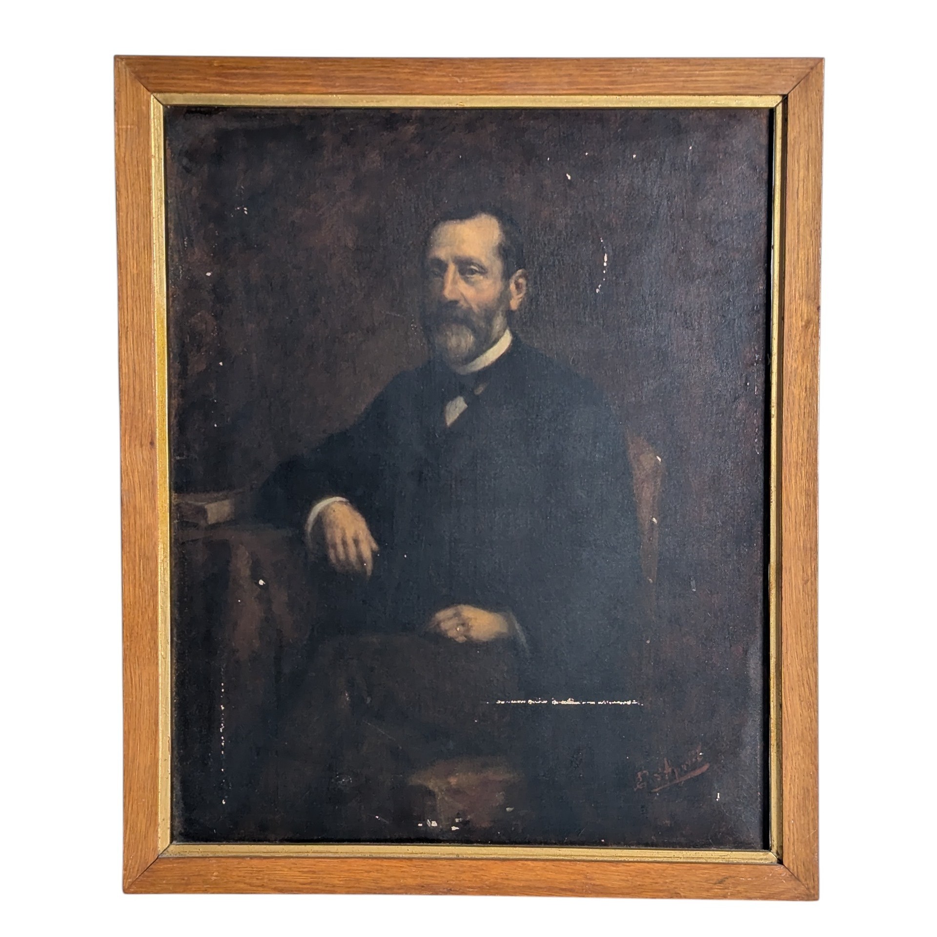 HST ANCIENNE PORTRAIT D HOMME ASSIS 54 x 44 CM HC