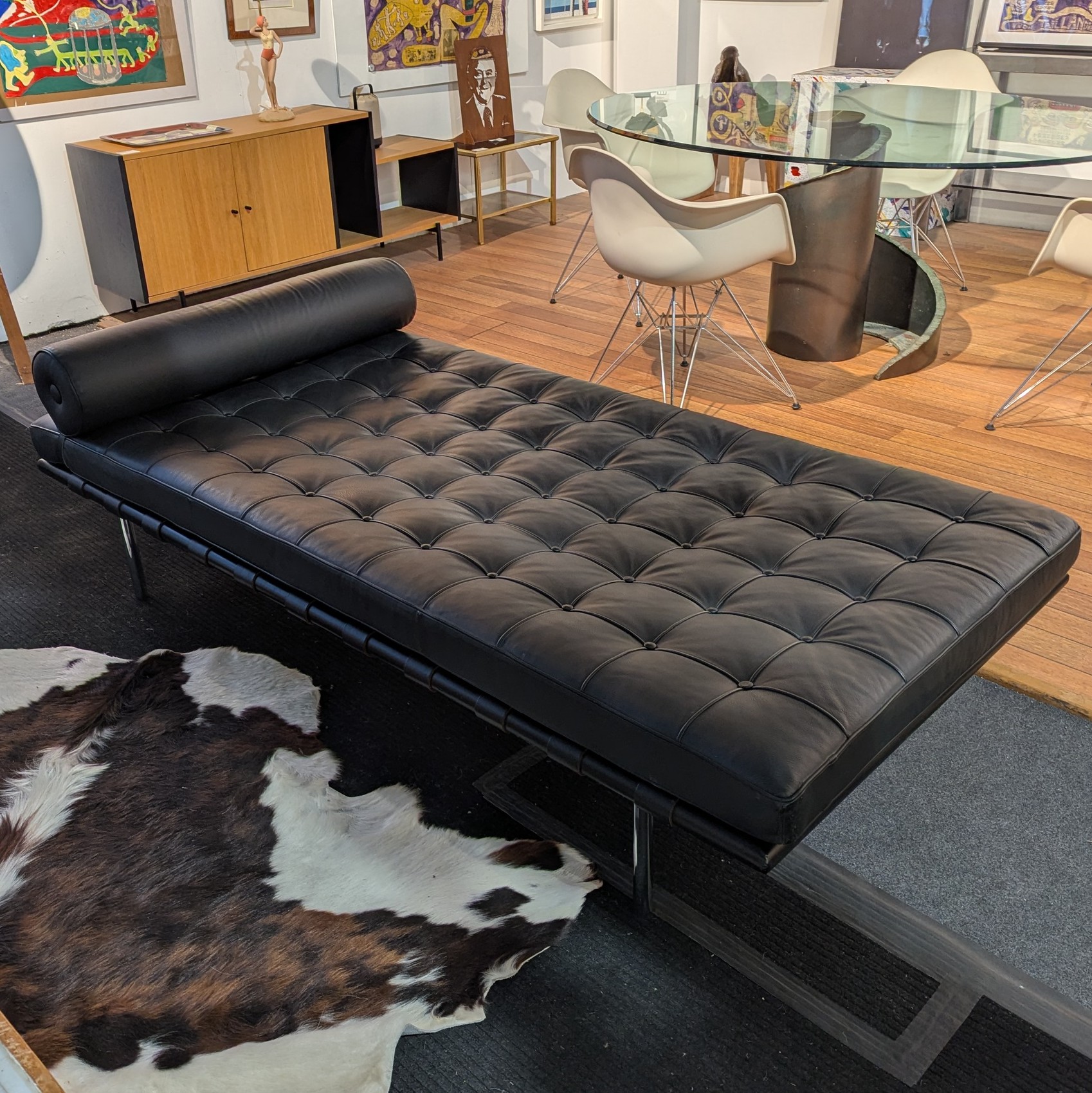 DAYBED DLG DE MIES VAN DER ROHE CUIR NOIR 200 x 100 x 40 CM