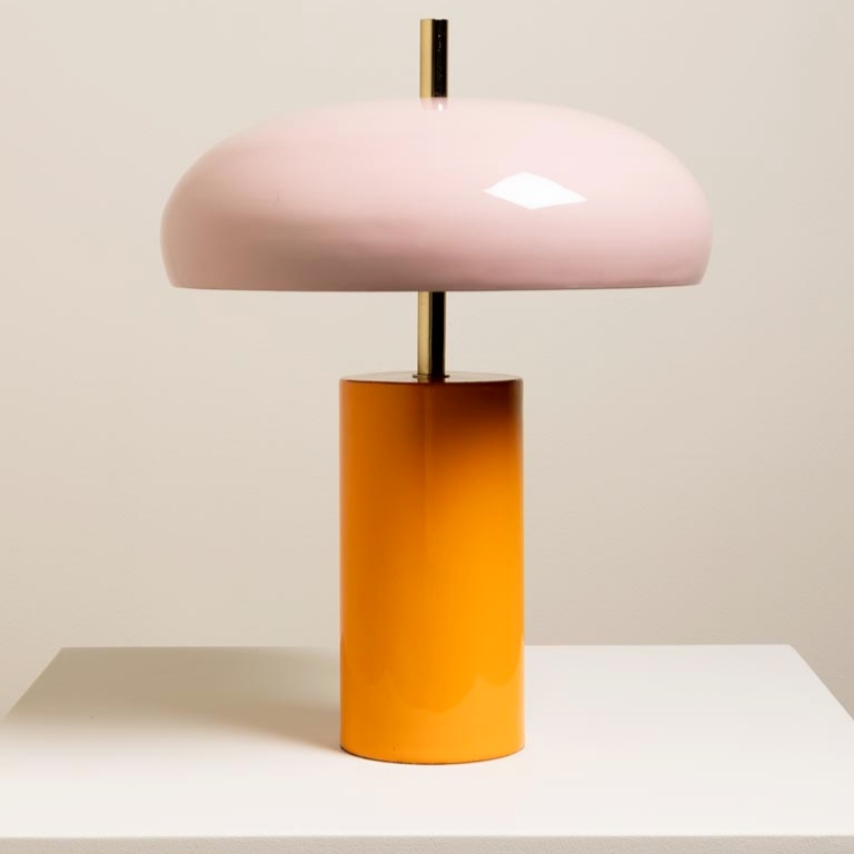 LAMPE CHAMPIGNON ORANGE ET ROSE 30/40 CM