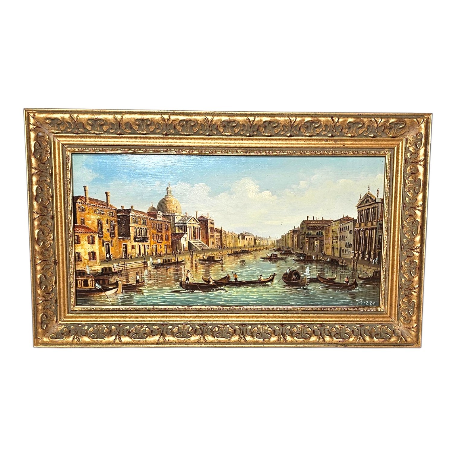 PRIZZI HST LES GONDOLES DE VENISE ENCADREMENT DORE 39 X 19 CM HC