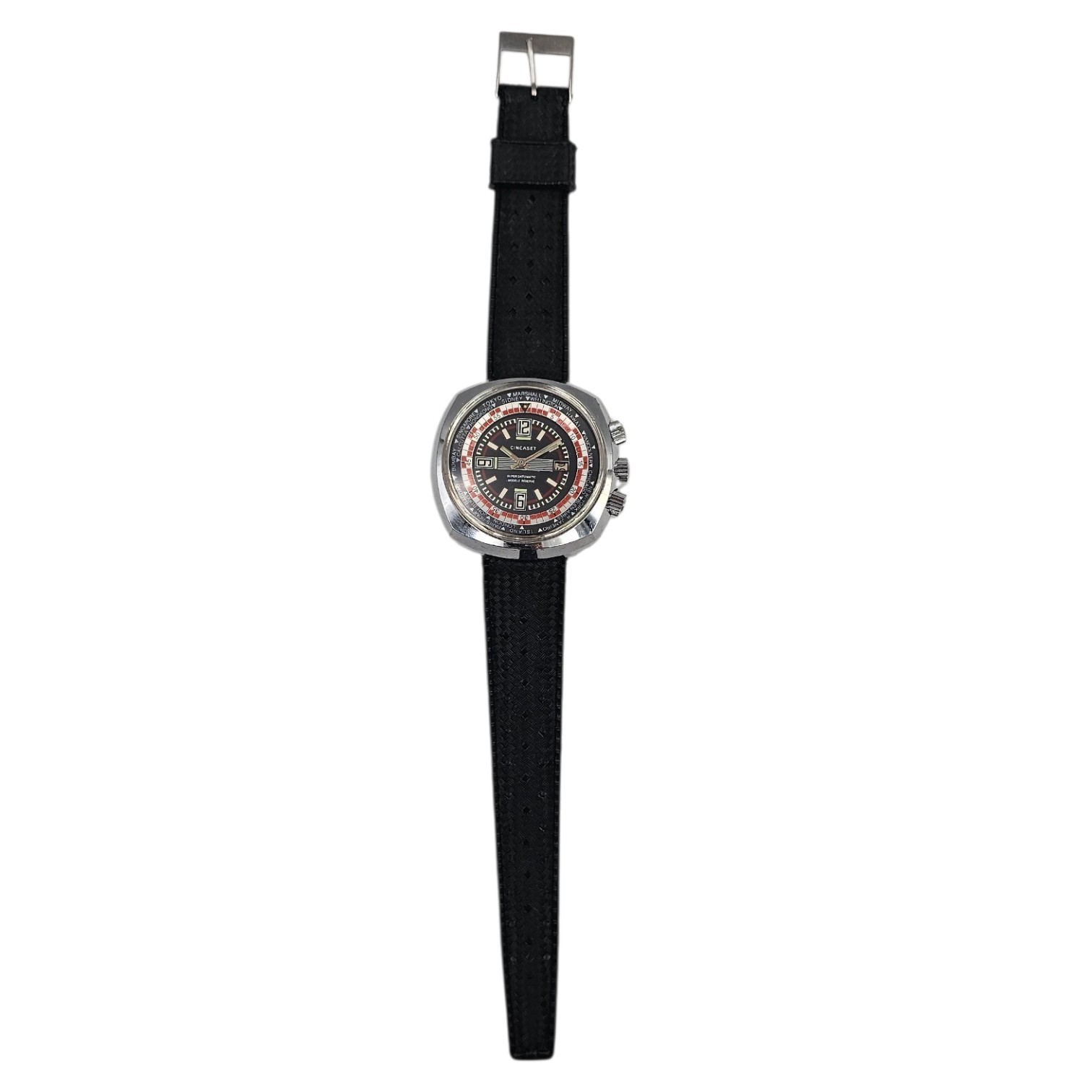 CINCASET SUPER DATOMATIC MONTRE DE PLONGEE WORLD TIME MVT MECANIQUE 1970