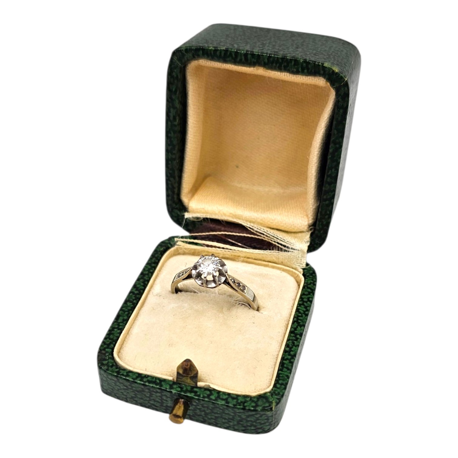 BAGUE SOLITAIRE EN OR ET PLATINE (AIGLE / CHIEN) 5.46 GR