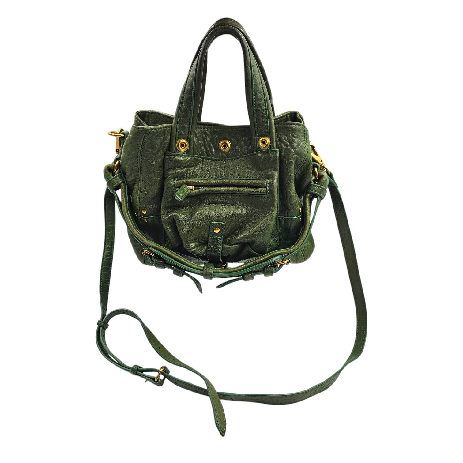 JEROME DREYFUS SAC BILLY NANO EN CUIR VERT BANDOULIERE AMOVIBLE + DUST BAG