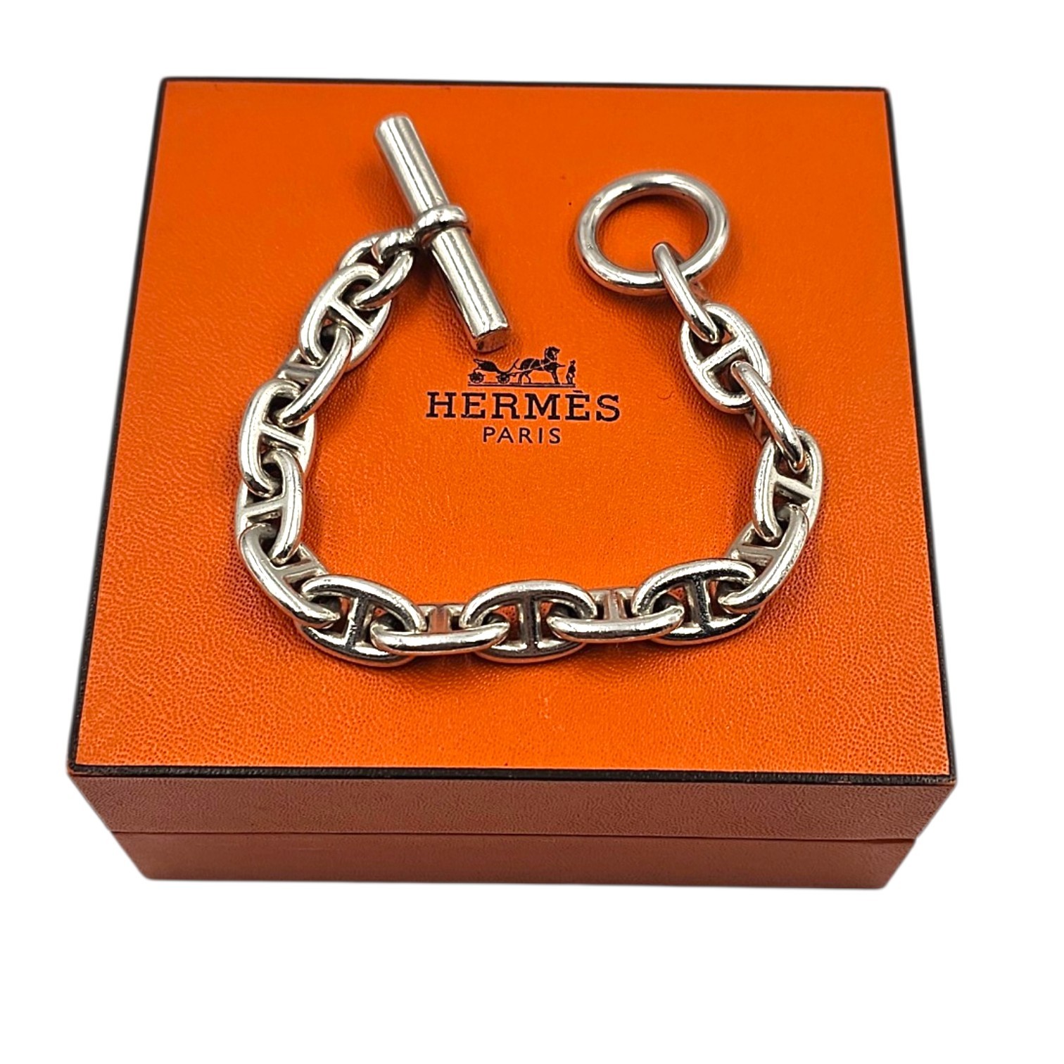 HERMES BRACELET CHAINE D ANCRE 15 MAILLONS ARGENT (AG925) 57.74 GR CIRCA 2000