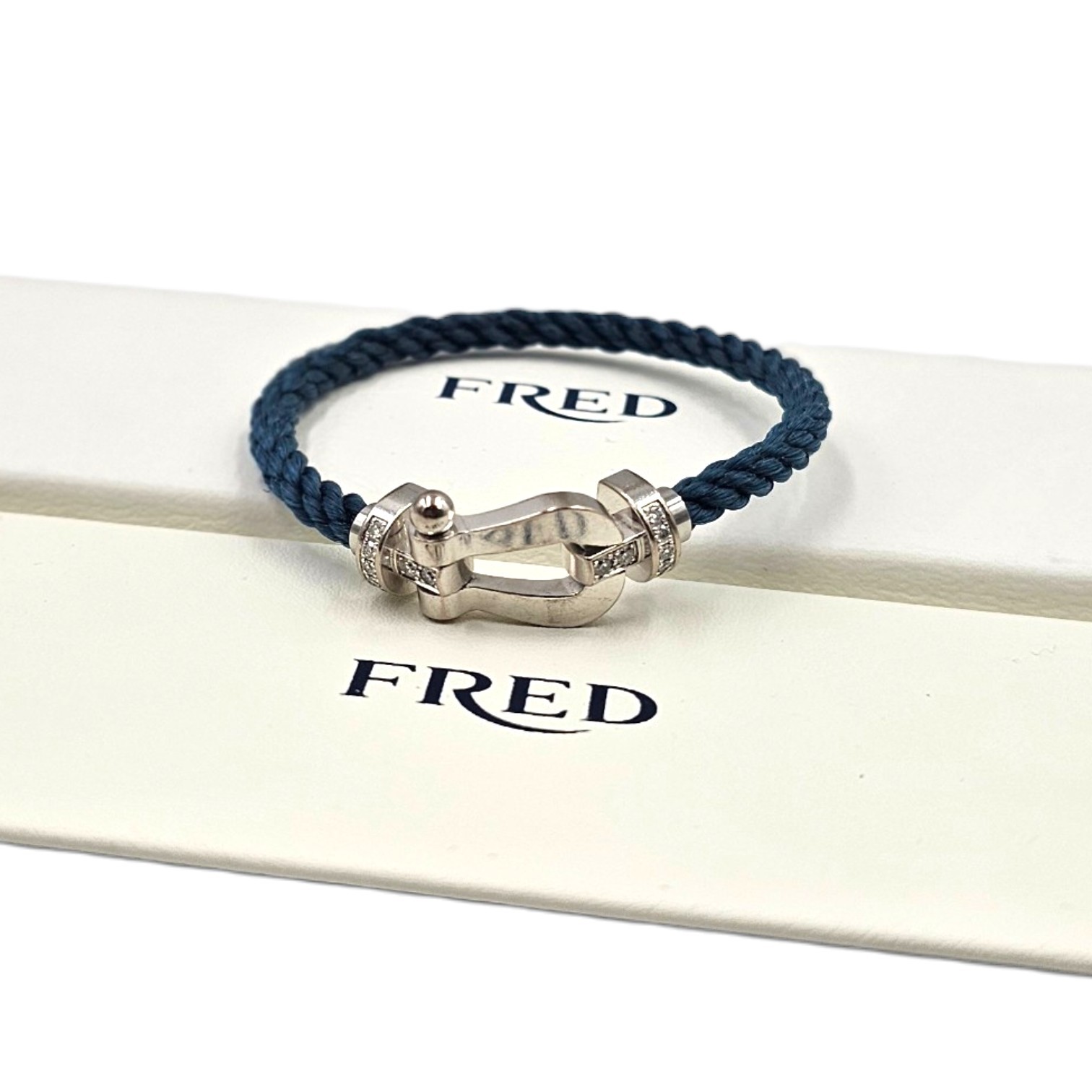FRED BRACELET FORCE 10 GM OR (750) 14 DIAMANTS (1616703) T.15 + ECRIN FACT.