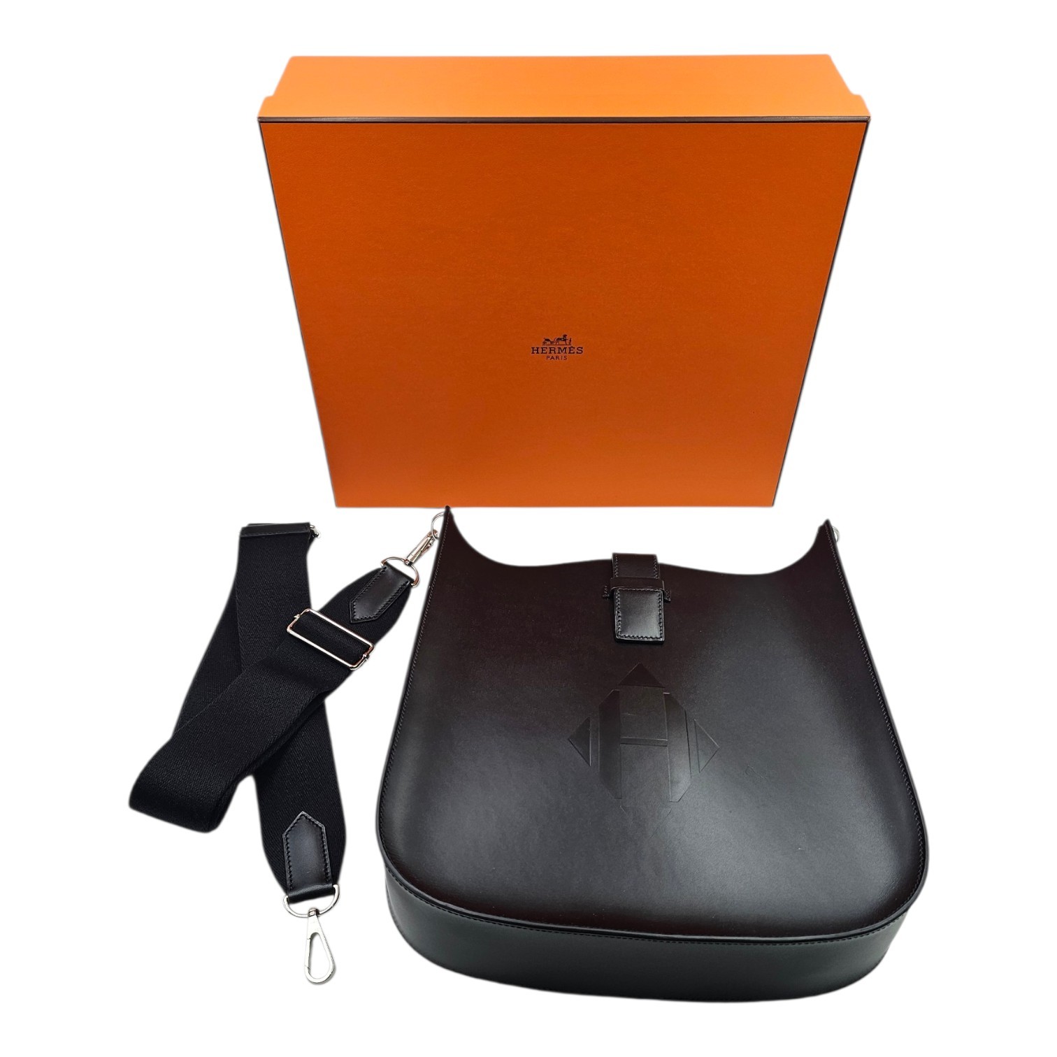 HERMES SAC EVELYNE SELLIER 29 CUIR VACHE HUNTER NOIR (AMM003KI) + DB BOITE FACT