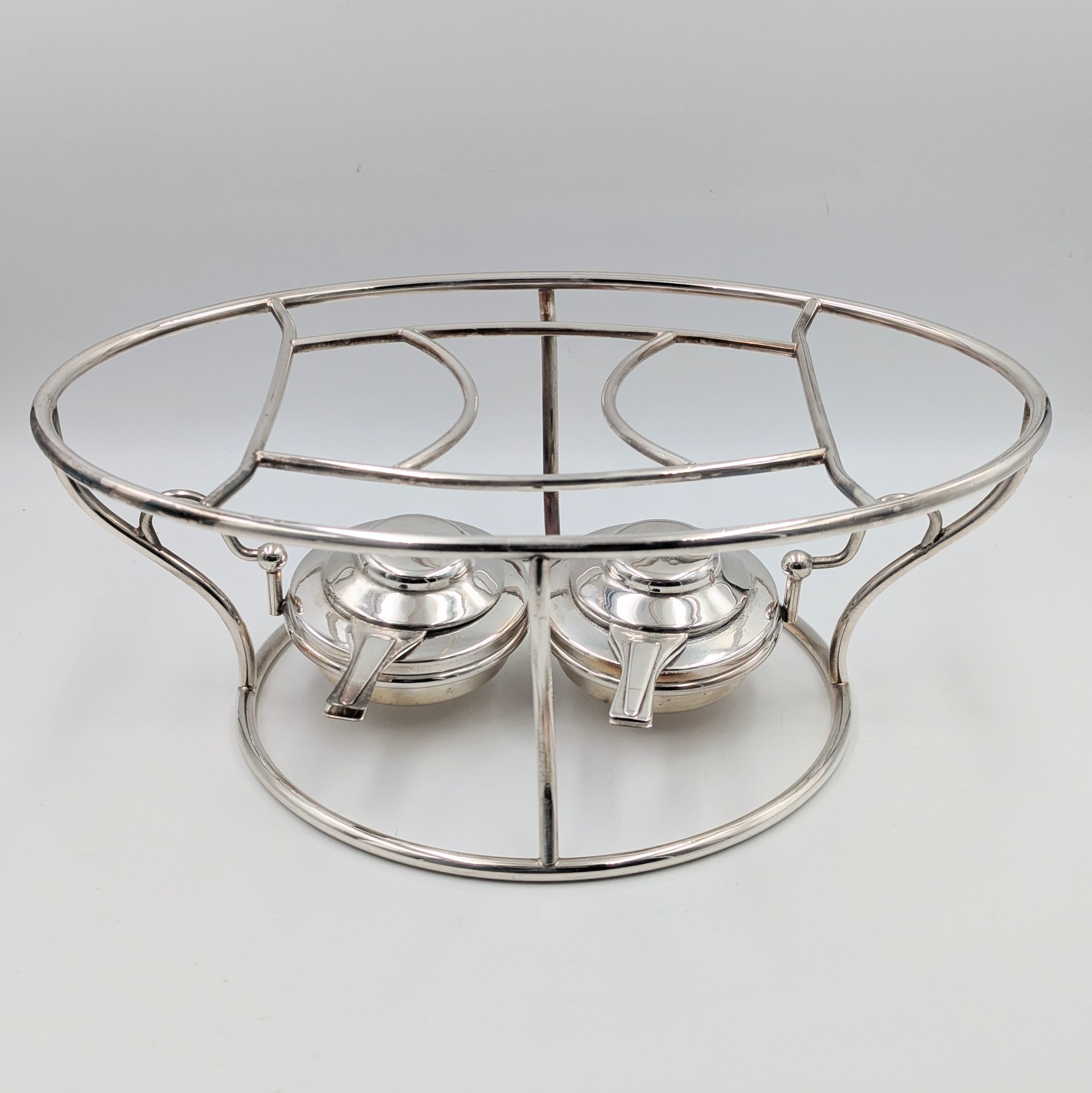 CHRISTOFLE GRAND CHAUFFE PLAT OVALE EN METAL ARGENTE + BRULEURS