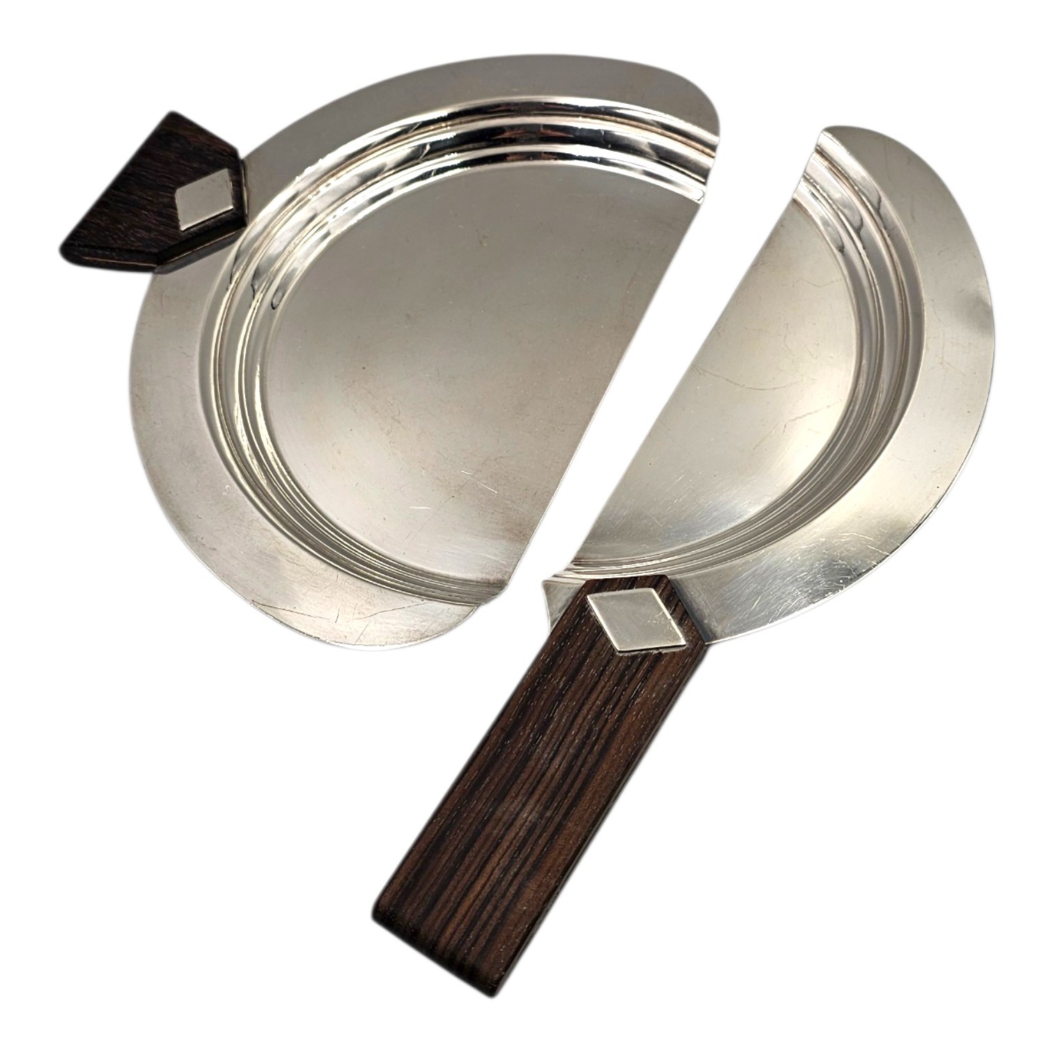 CHRISTOFLE ONDULATIONS LUC LANEL RAMASSE-MIETTES METAL ARGENTE ET EBENE 