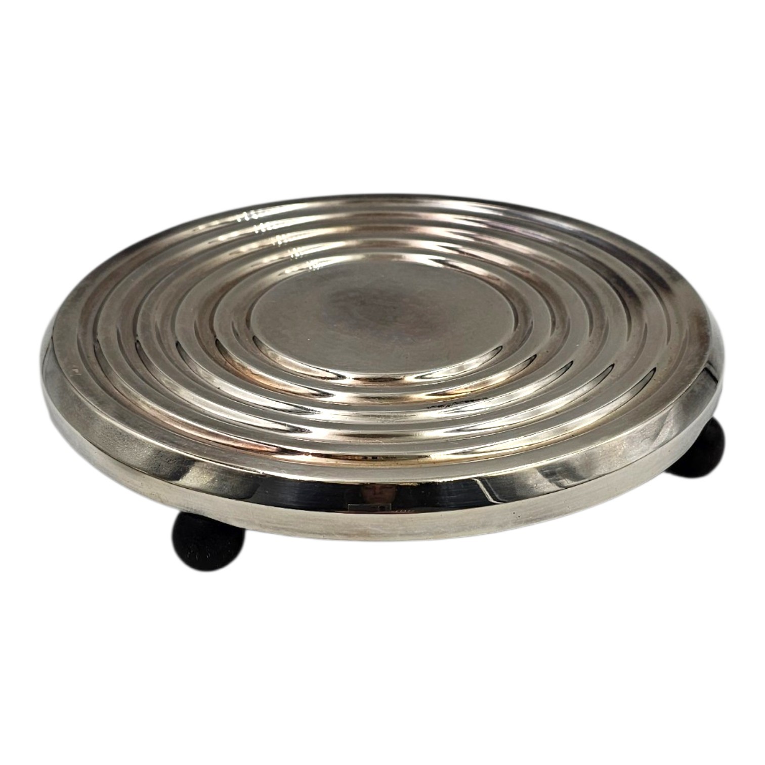 CHRISTOFLE ONDULATIONS LUC LANEL DESSOUS DE PLAT METAL ARGENTE ET EBENE 