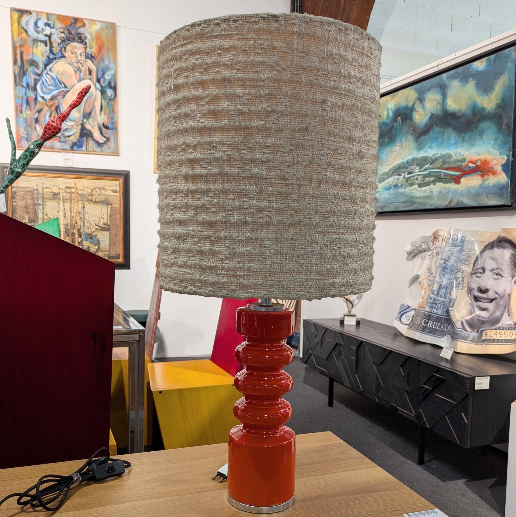 LAMPE SPACE AGE ITALY ORANGE 76 CM
